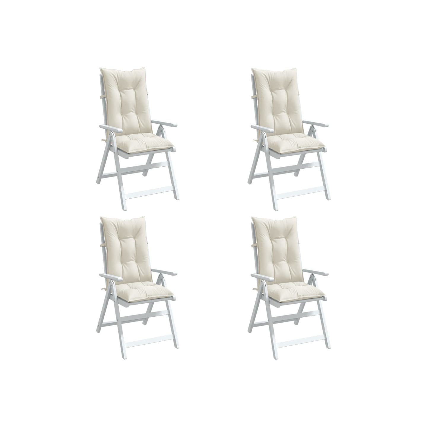 Coussins de chaise à dossier haut lot de 4 crème mélangé tissu