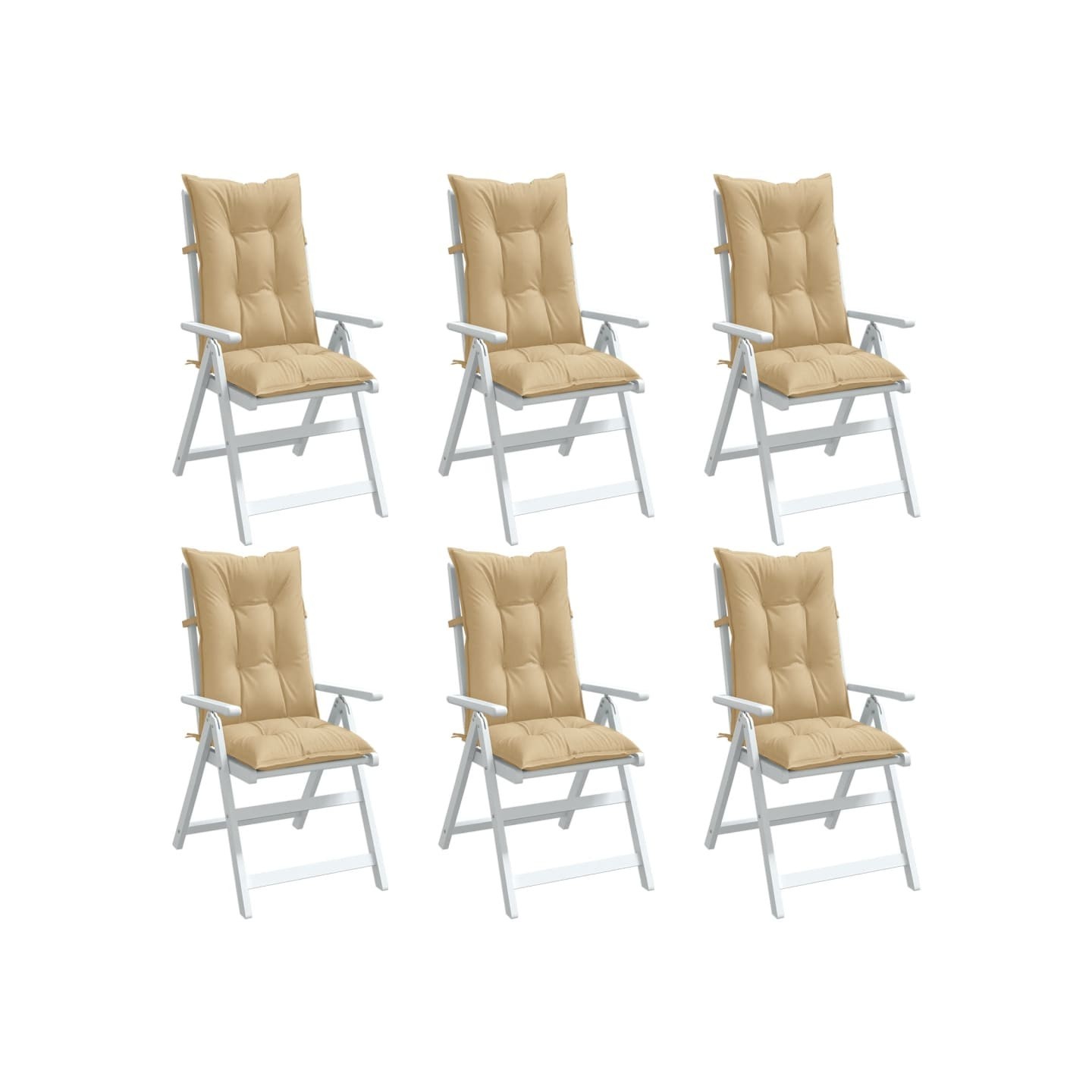 Coussins de chaise à dossier haut lot de 6 beige mélangé tissu