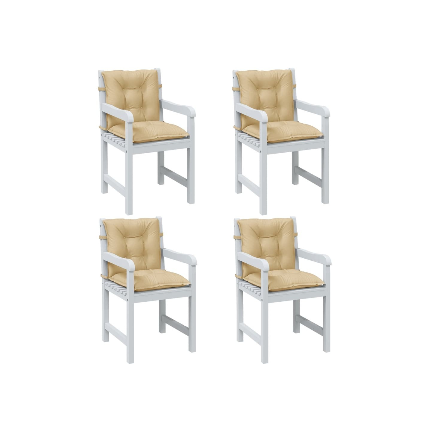 Coussins de chaise à dossier bas lot de 4 beige mélangé tissu