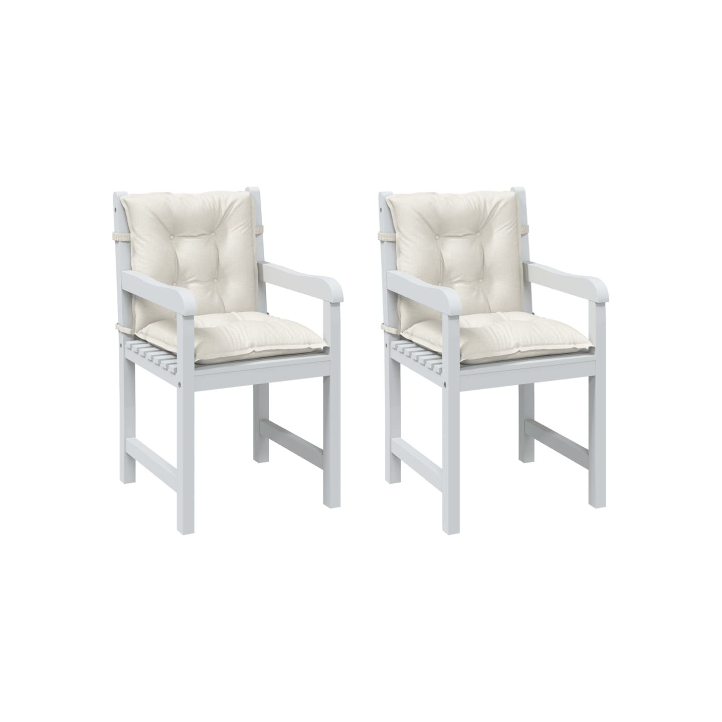 Coussins de chaise à dossier bas lot de 2 crème mélangé tissu