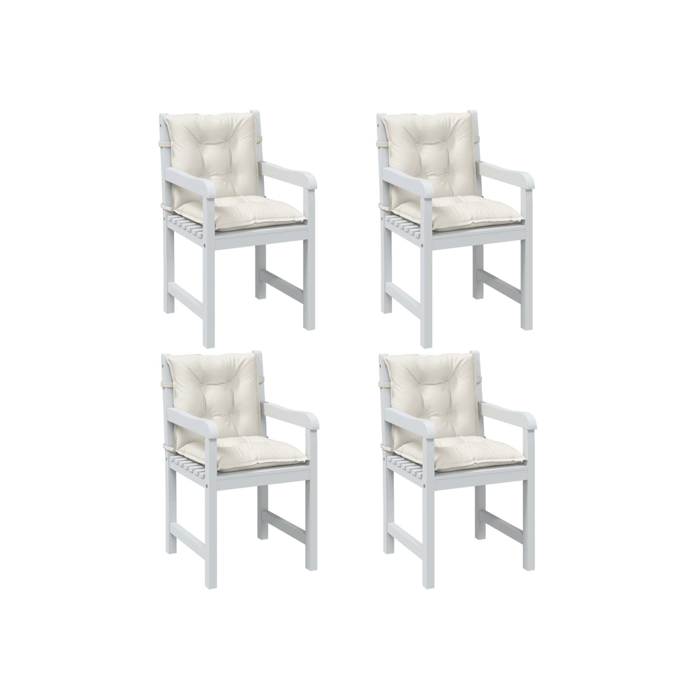 Coussins de chaise à dossier bas lot de 4 crème mélangé tissu
