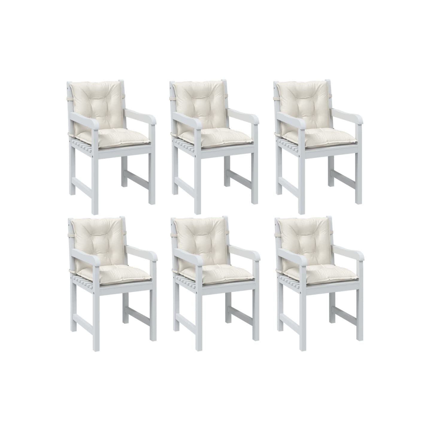 Coussins de chaise à dossier bas lot de 6 crème mélangé tissu