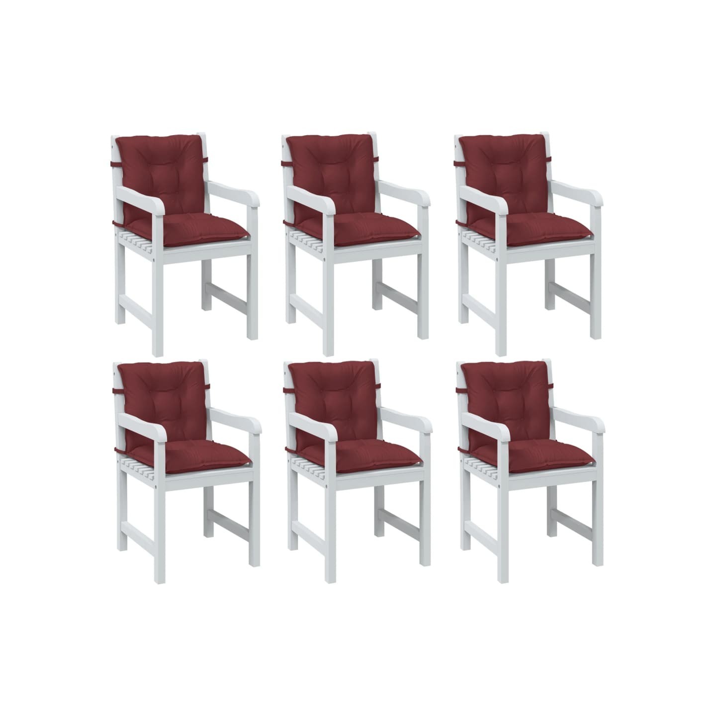 Coussins de chaise dossier bas lot de 6 rouge bordeaux mélangé
