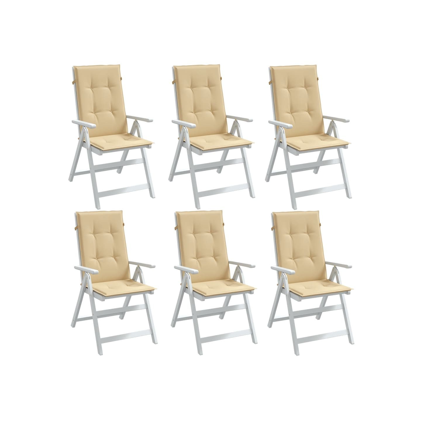 Coussins de chaise à dossier haut lot de 6 beige mélangé tissu