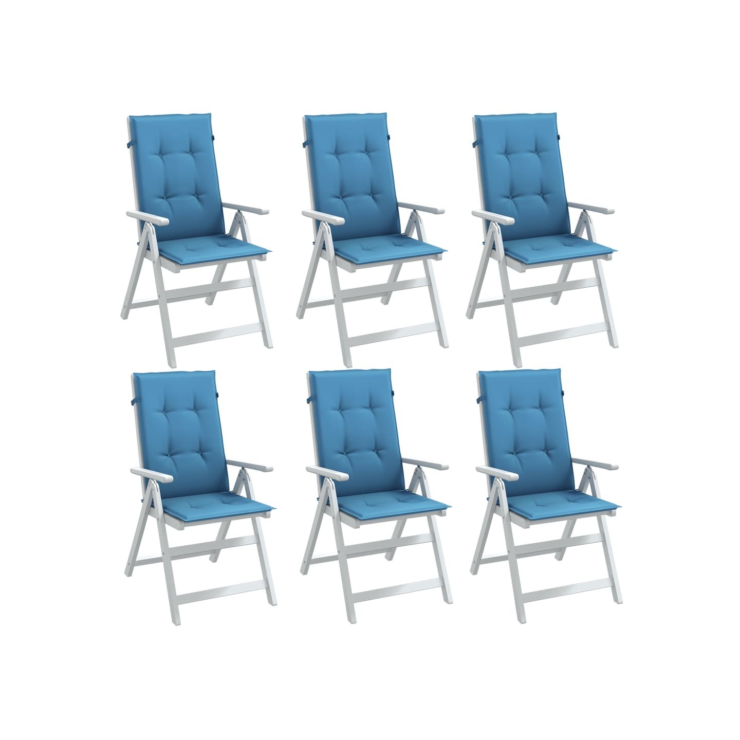 Coussins de chaise à dossier haut lot de 6 bleu mélangé tissu