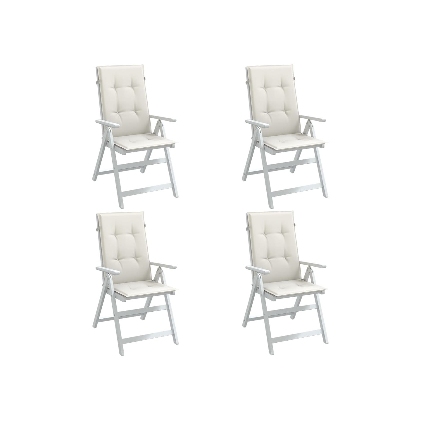 Coussins de chaise à dossier haut lot de 4 crème mélangé tissu