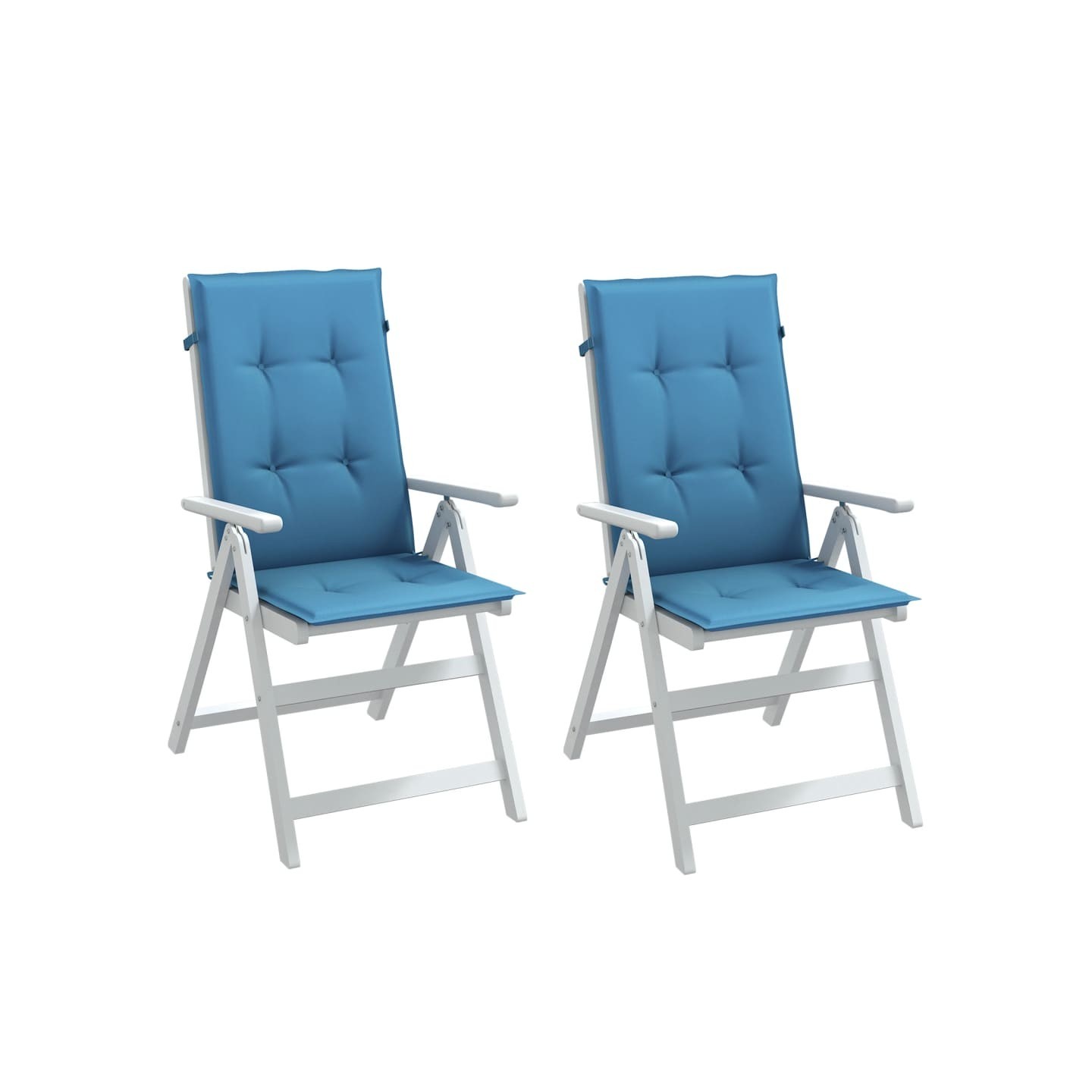 Coussins de chaise à dossier haut lot de 2 bleu mélangé tissu