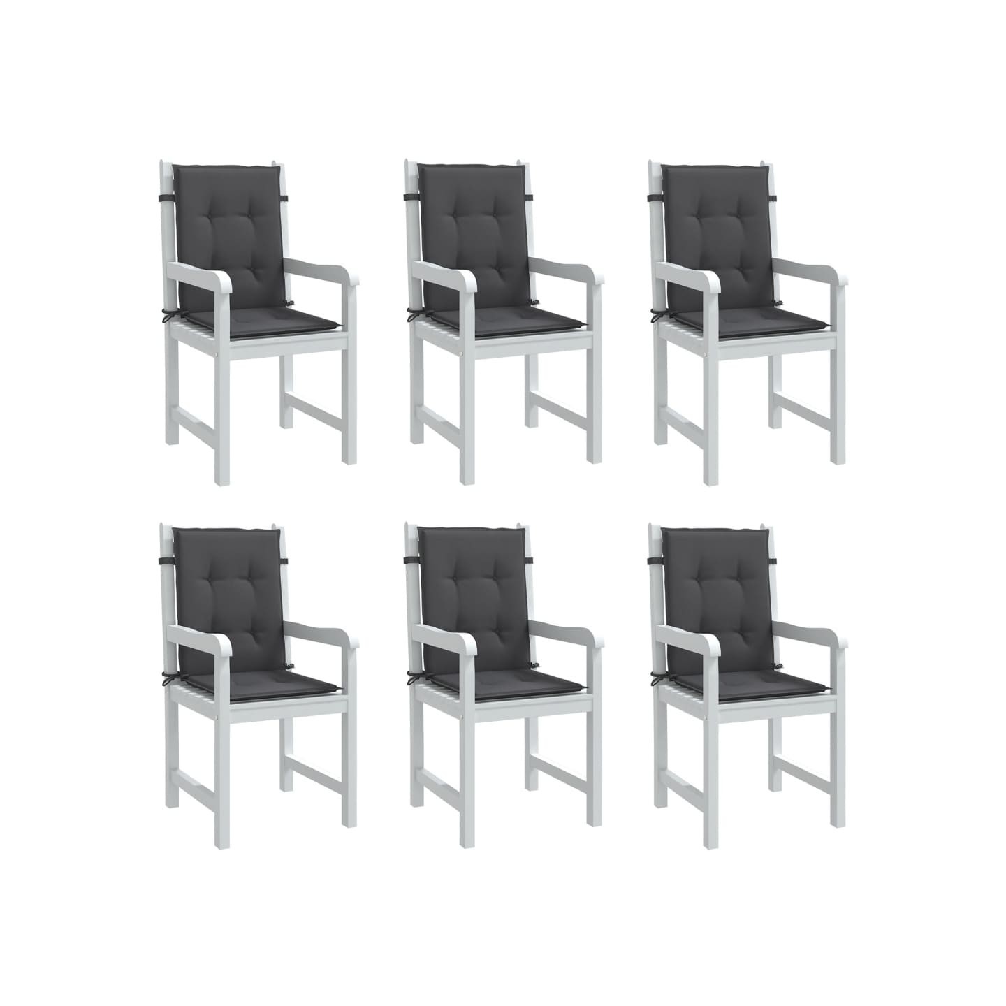 Coussins de chaise à dossier bas lot de 6 anthracite mélangé
