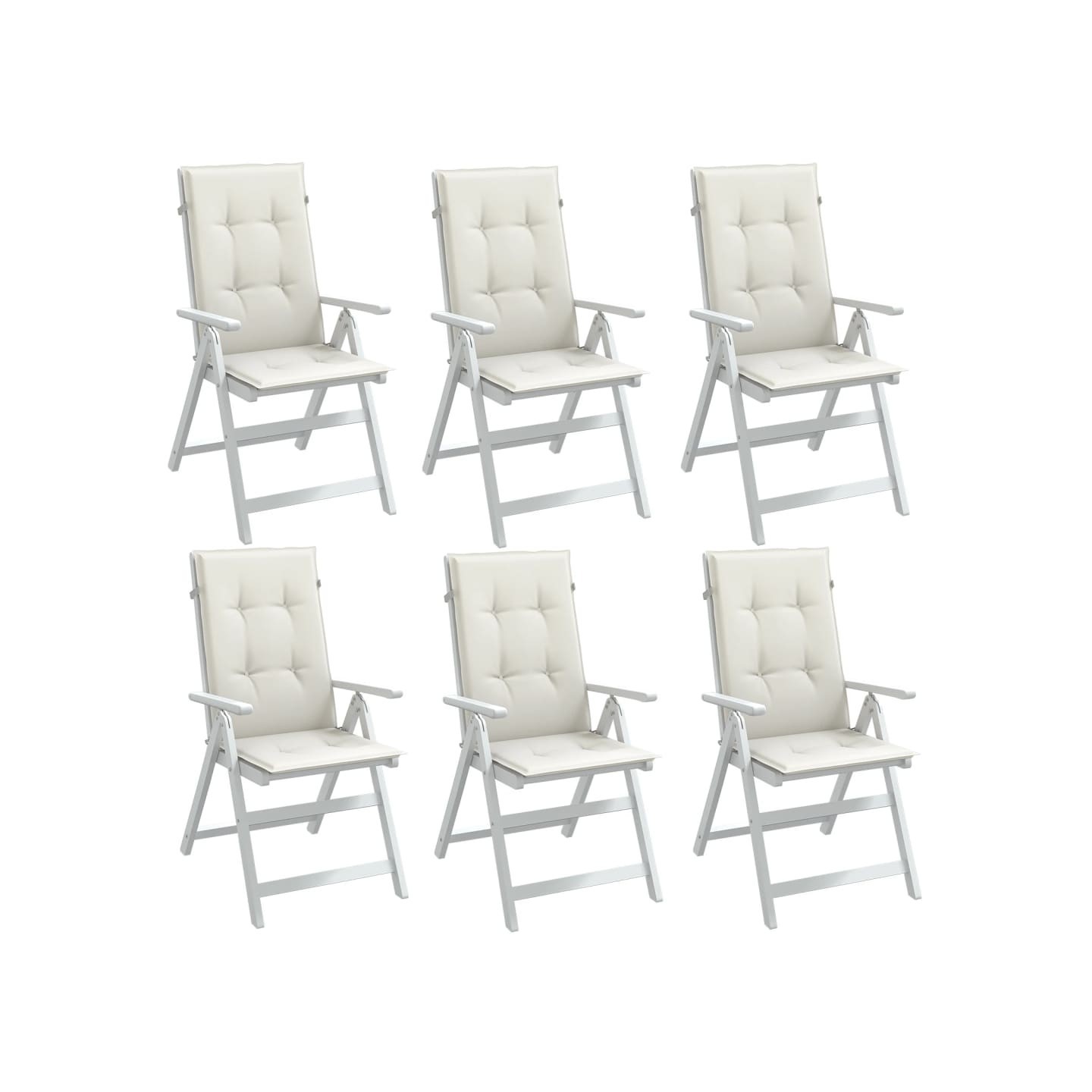 Coussins de chaise à dossier haut lot de 6 crème mélangé tissu