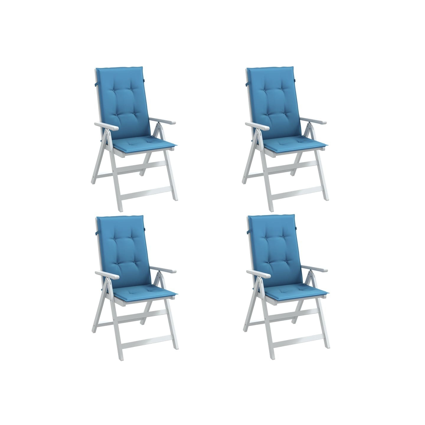 Coussins de chaise à dossier haut lot de 4 bleu mélangé tissu