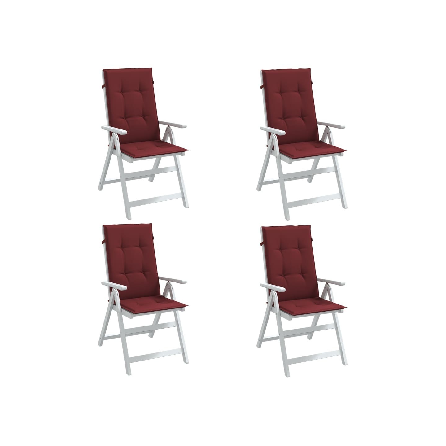 Coussins de chaise dossier haut lot de 4 rouge bordeaux mélangé