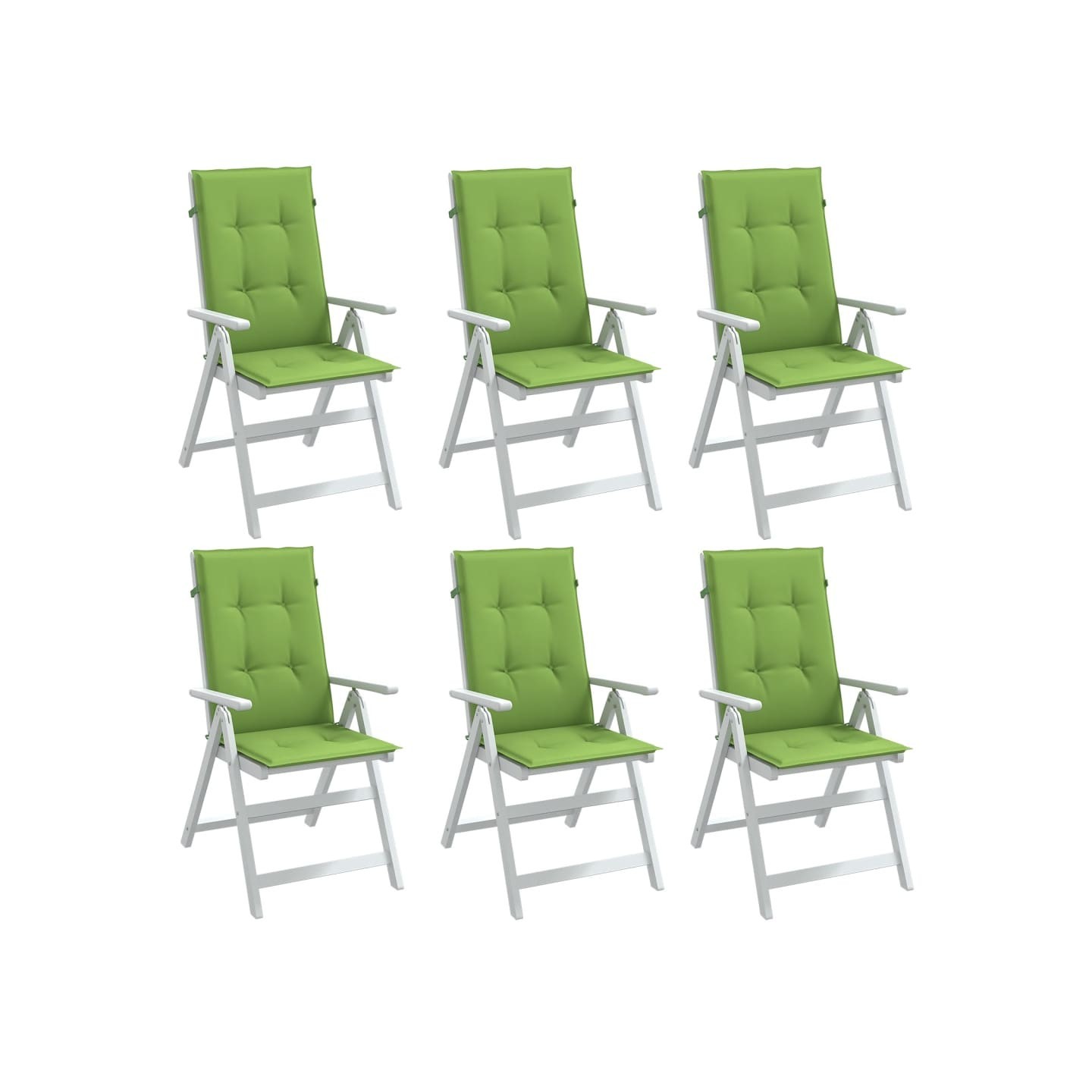 Coussins de chaise à dossier haut lot de 6 vert mélangé tissu