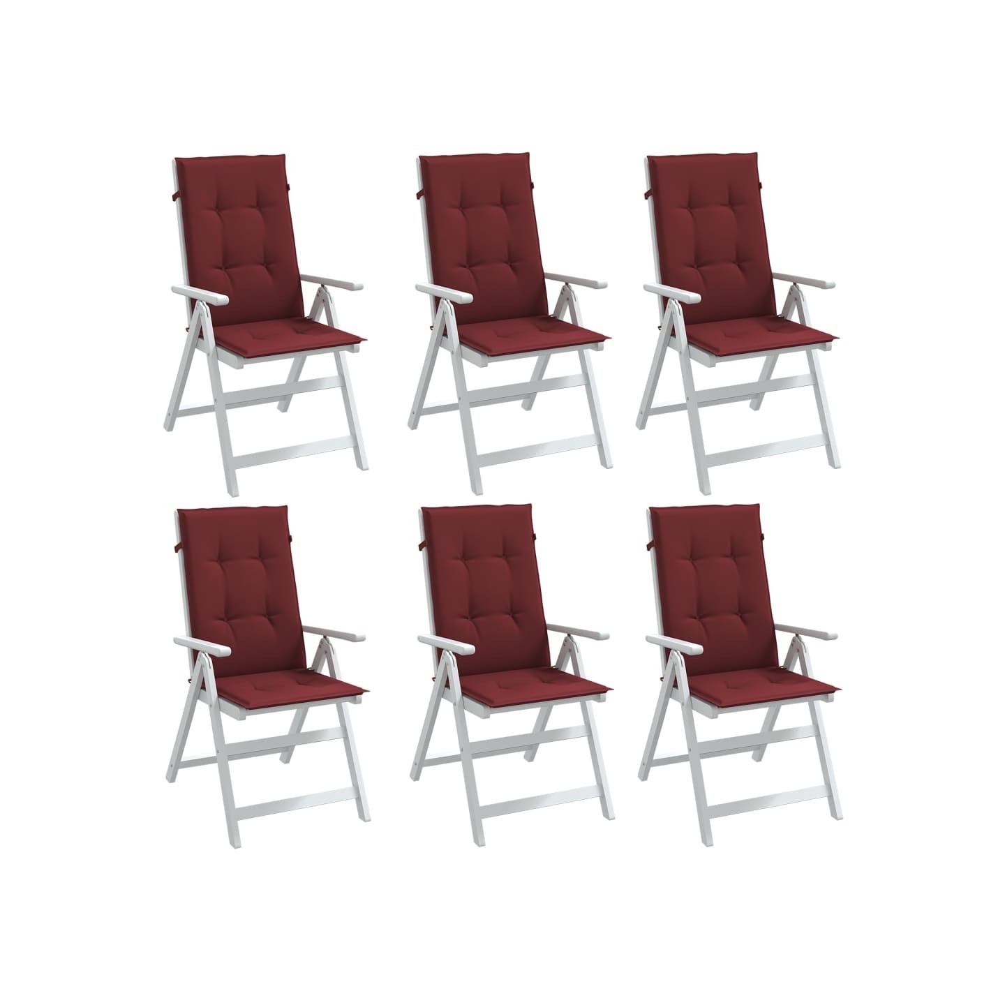 Coussins de chaise dossier haut lot de 6 rouge bordeaux mélangé