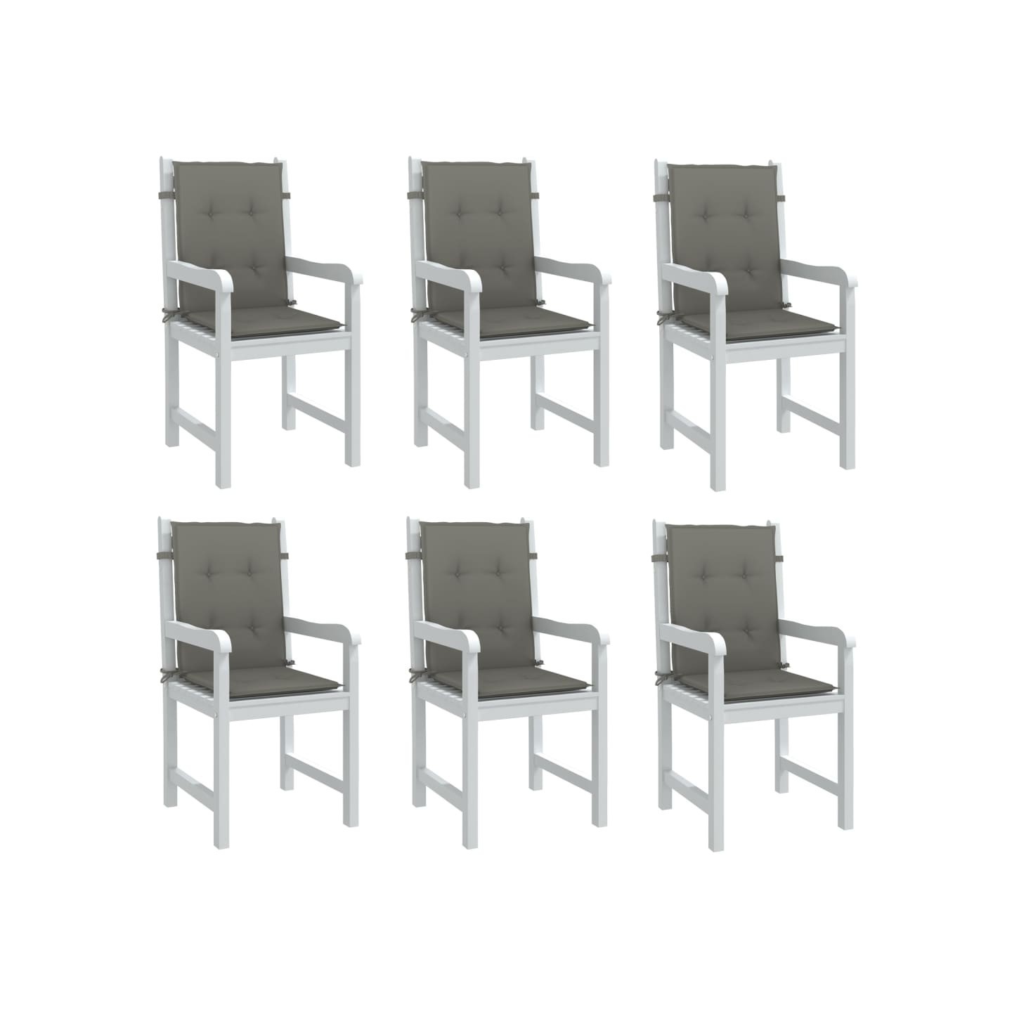 Coussins de chaise à dossier bas lot de 6 gris foncé mélangé