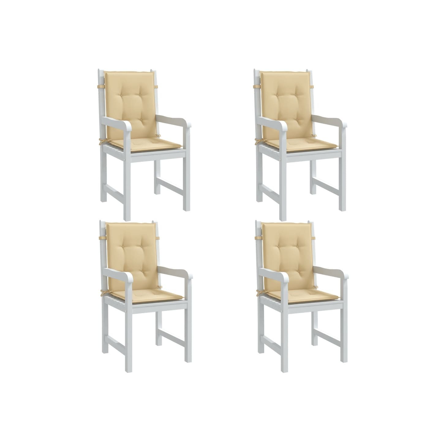 Coussins de chaise à dossier bas lot de 4 beige mélangé tissu
