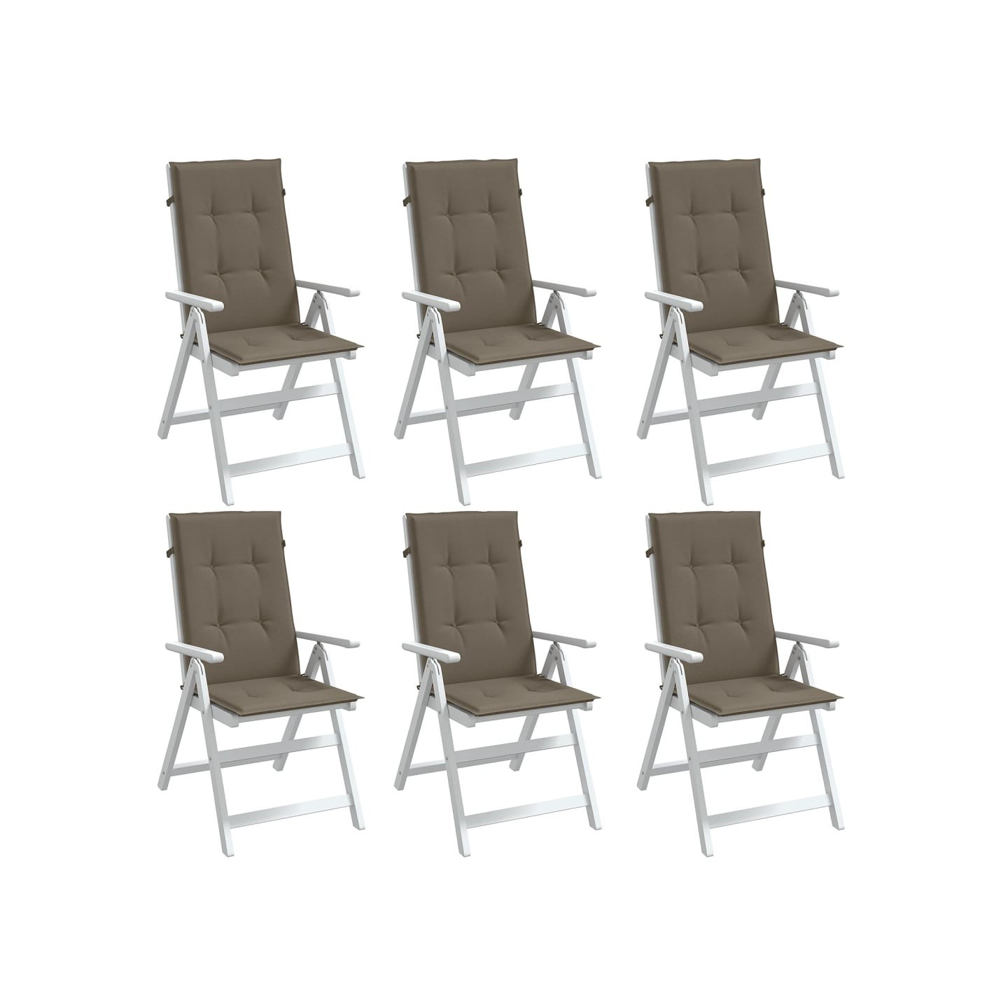 Coussins de chaise à dossier haut lot de 6 taupe mélangé tissu