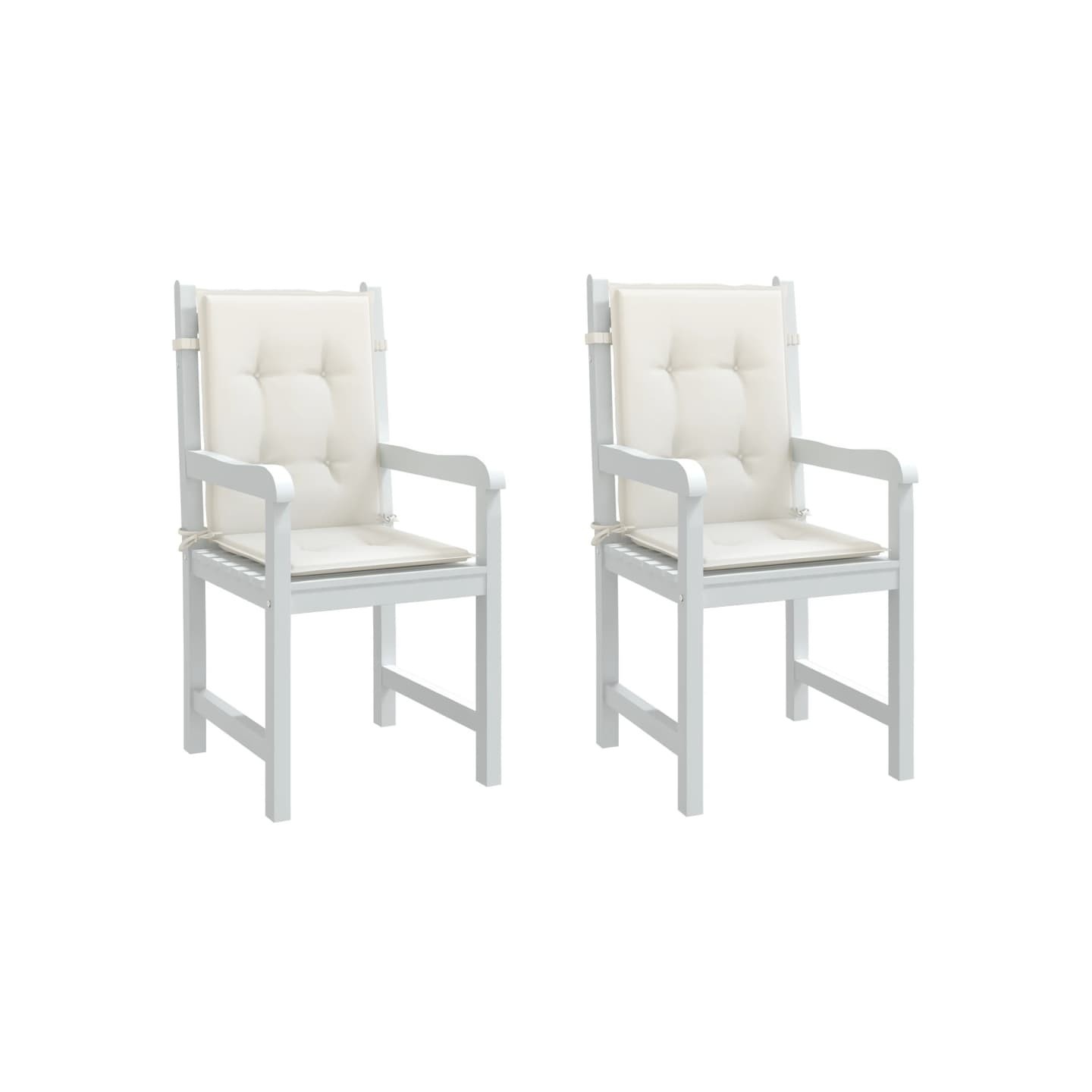 Coussins de chaise à dossier bas lot de 2 crème mélangé tissu