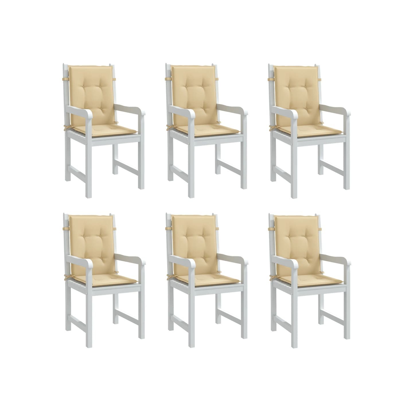 Coussins de chaise à dossier bas lot de 6 beige mélangé tissu