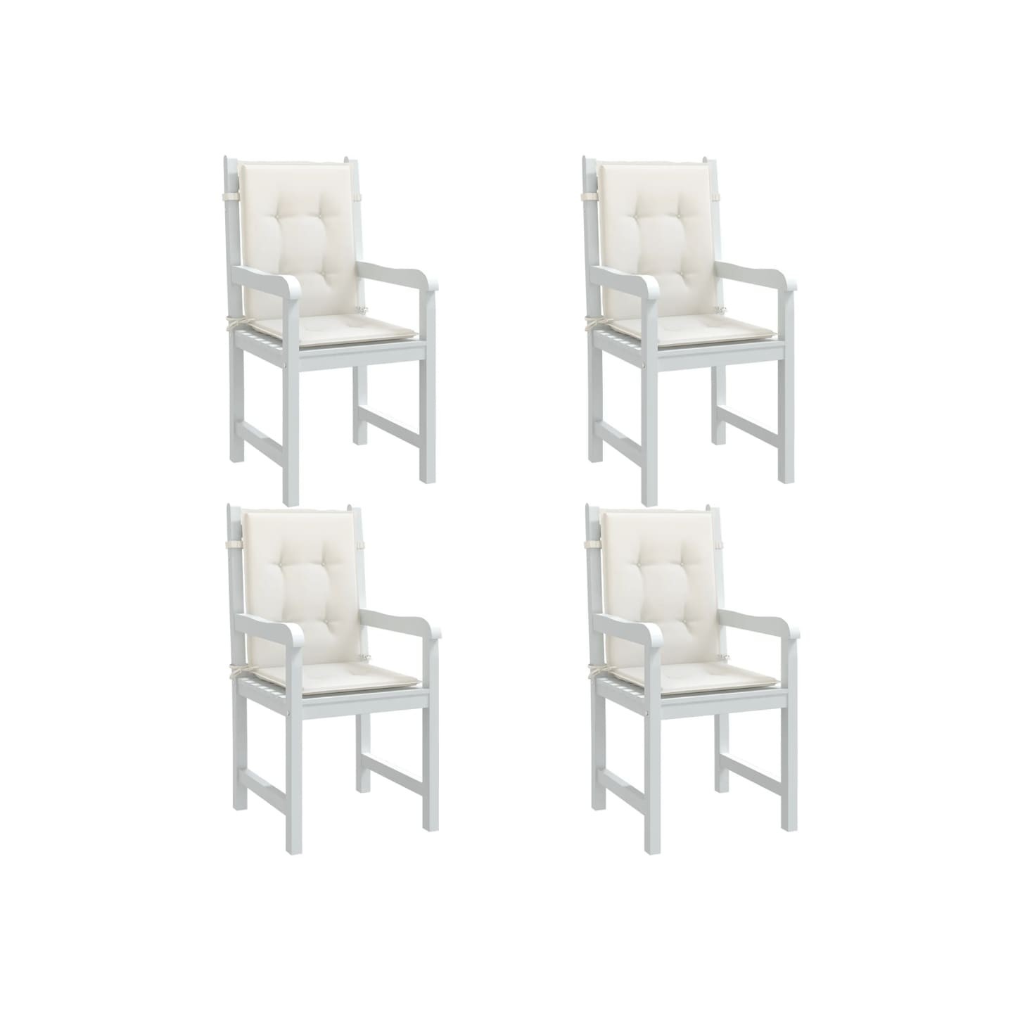 Coussins de chaise à dossier bas lot de 4 crème mélangé tissu