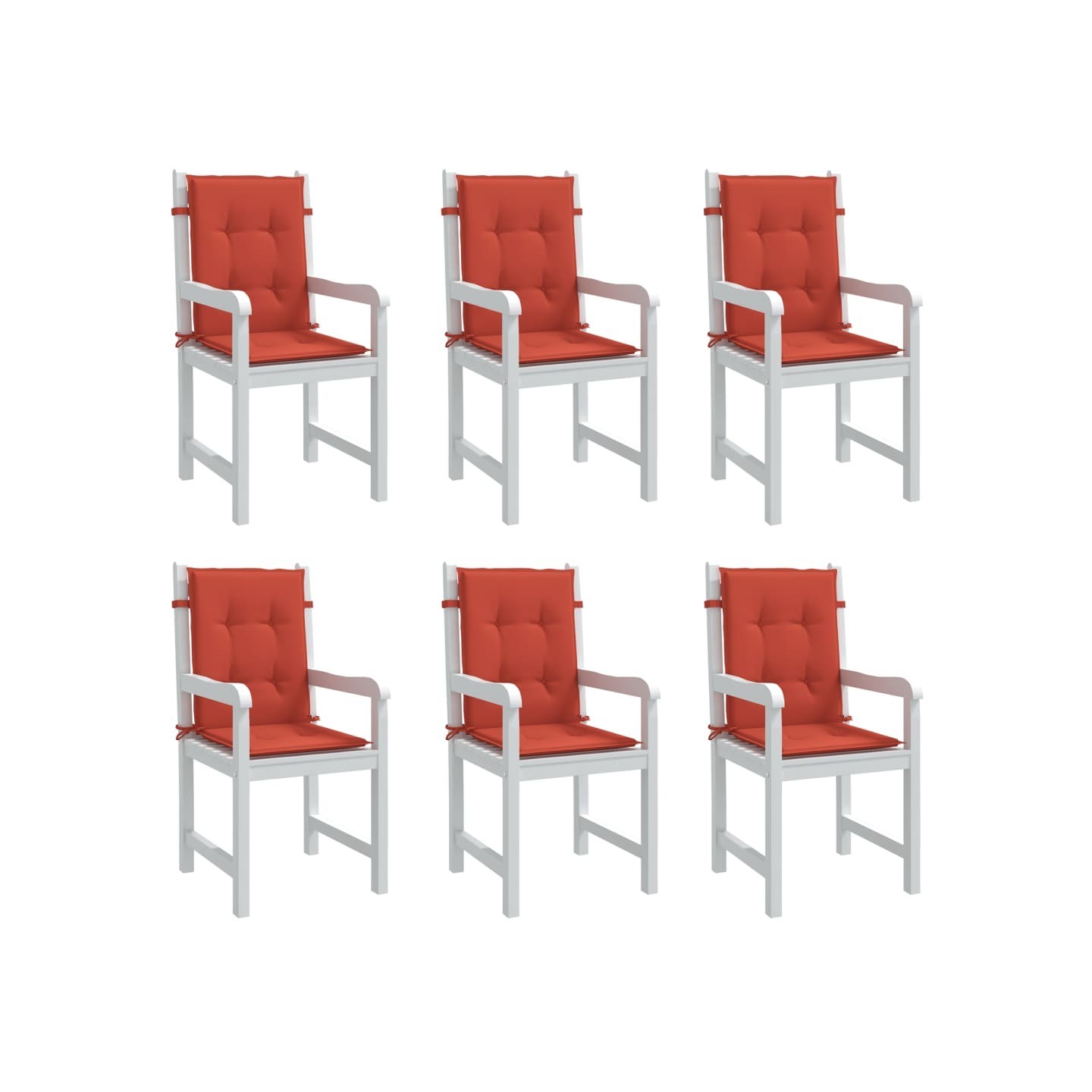 Coussins de chaise à dossier bas lot de 6 rouge mélangé tissu
