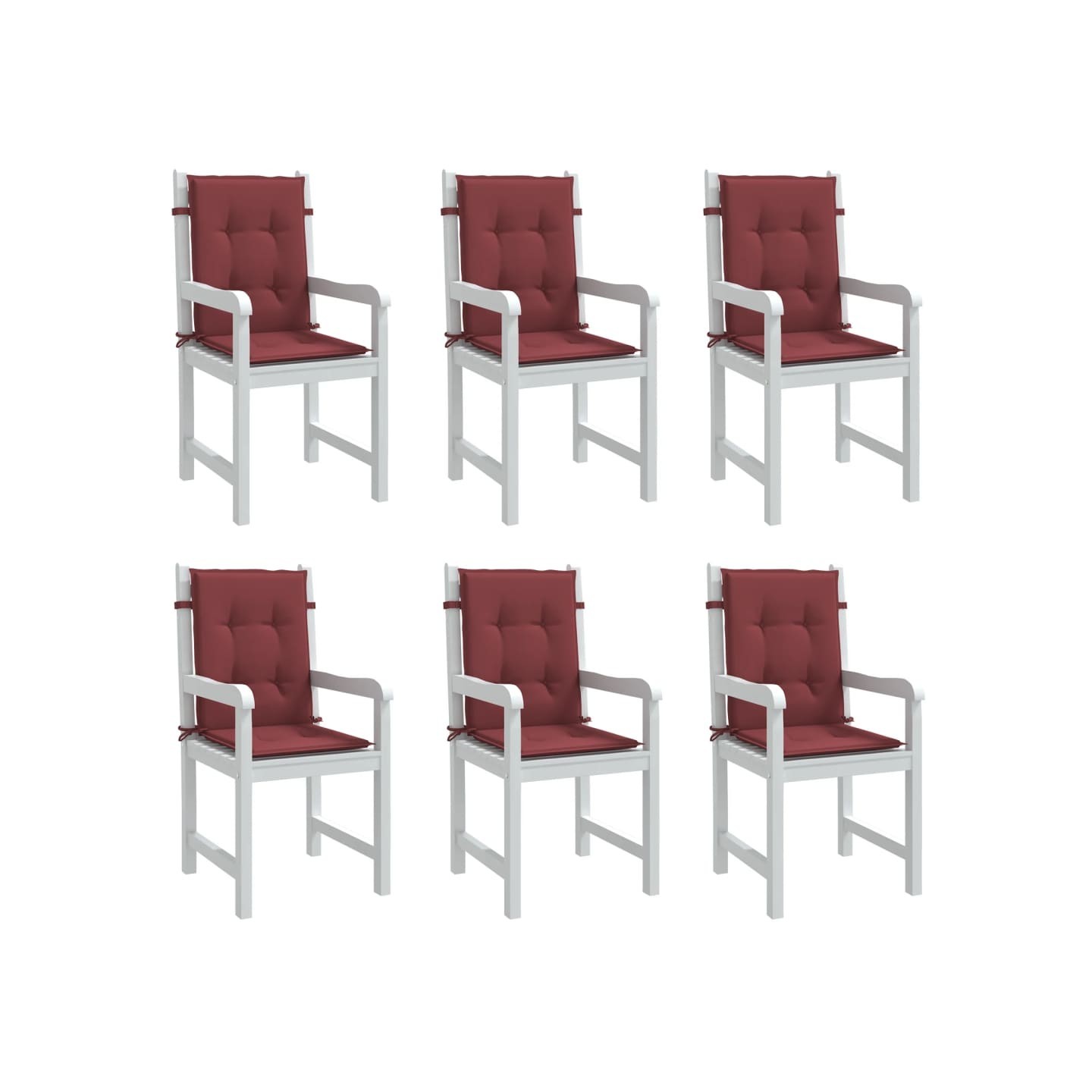 Coussins de chaise dossier bas lot de 6 rouge bordeaux mélangé