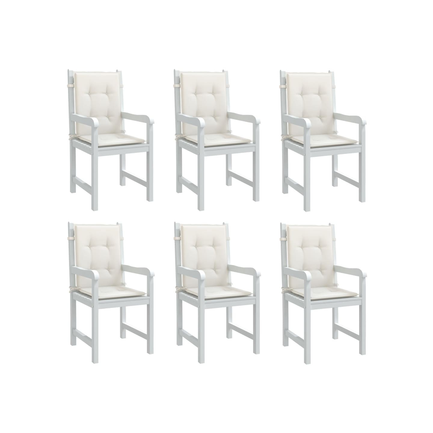 Coussins de chaise à dossier bas lot de 6 crème mélangé tissu