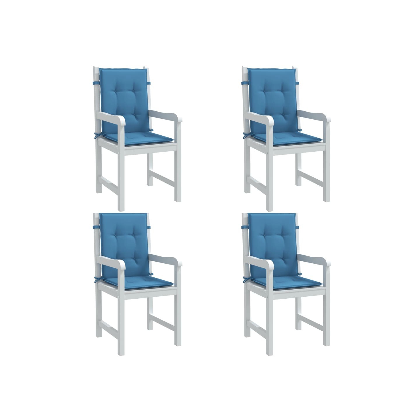 Coussins de chaise à dossier bas lot de 4 bleu mélangé tissu