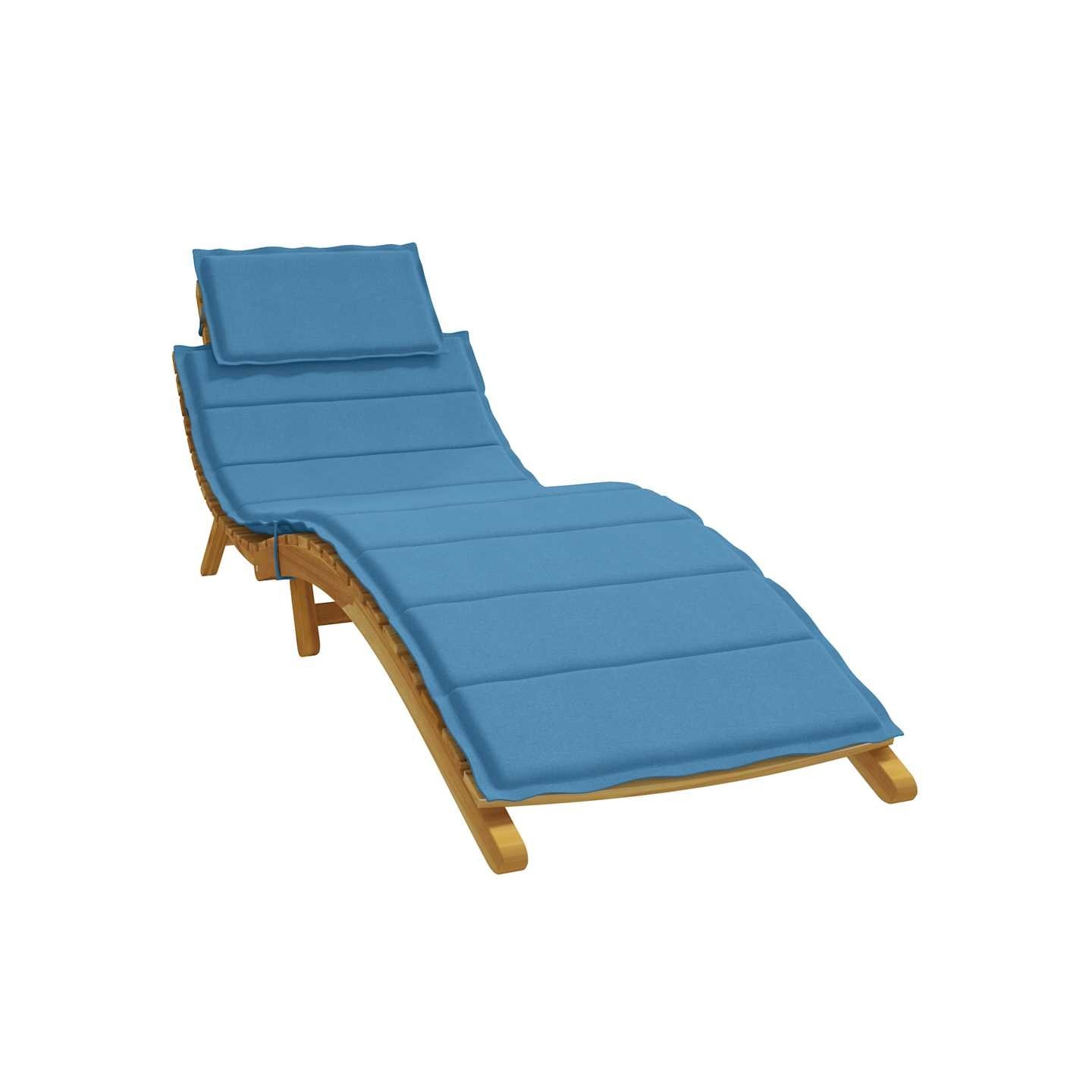 Coussin de chaise longue bleu mélangé 186x58x4 cm tissu