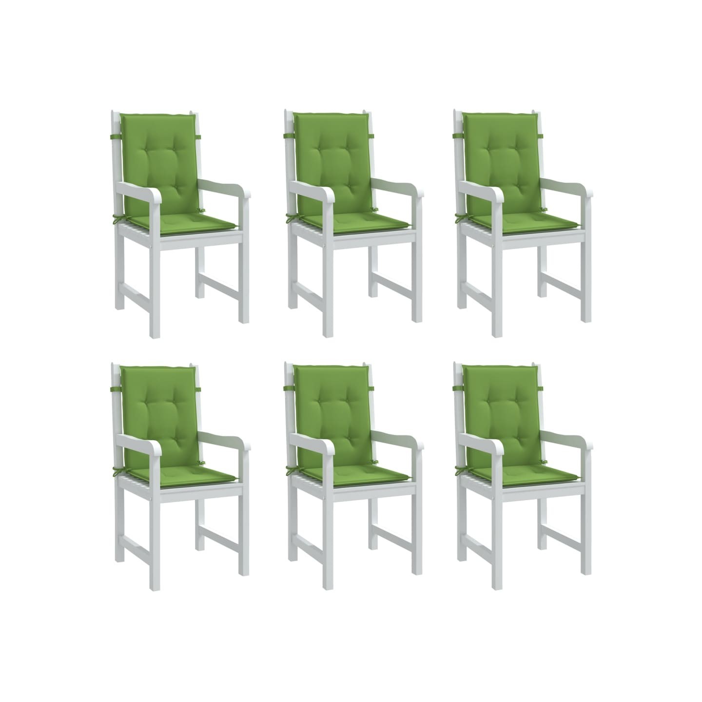 Coussins de chaise à dossier bas lot de 6 vert mélangé tissu
