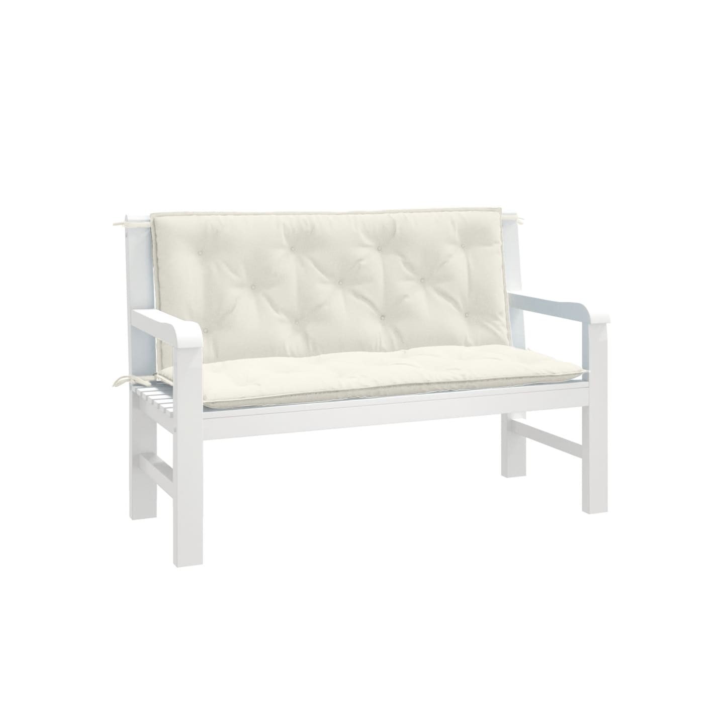 Coussins de banc de jardin lot de 2 crème mélangé tissu