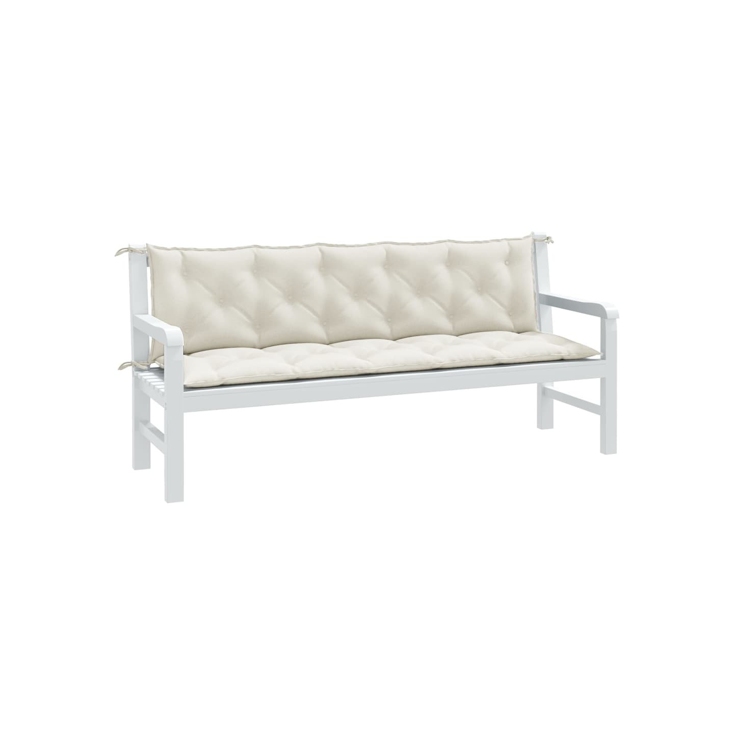 Coussins de banc de jardin lot de 2 crème mélangé tissu