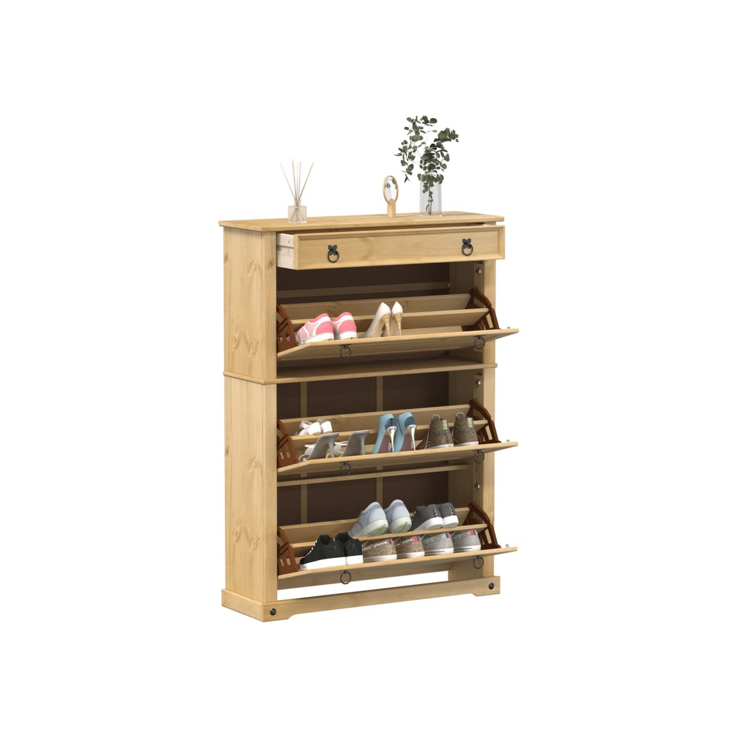 Armoire à chaussures Corona 99x32x138 cm bois de pin massif