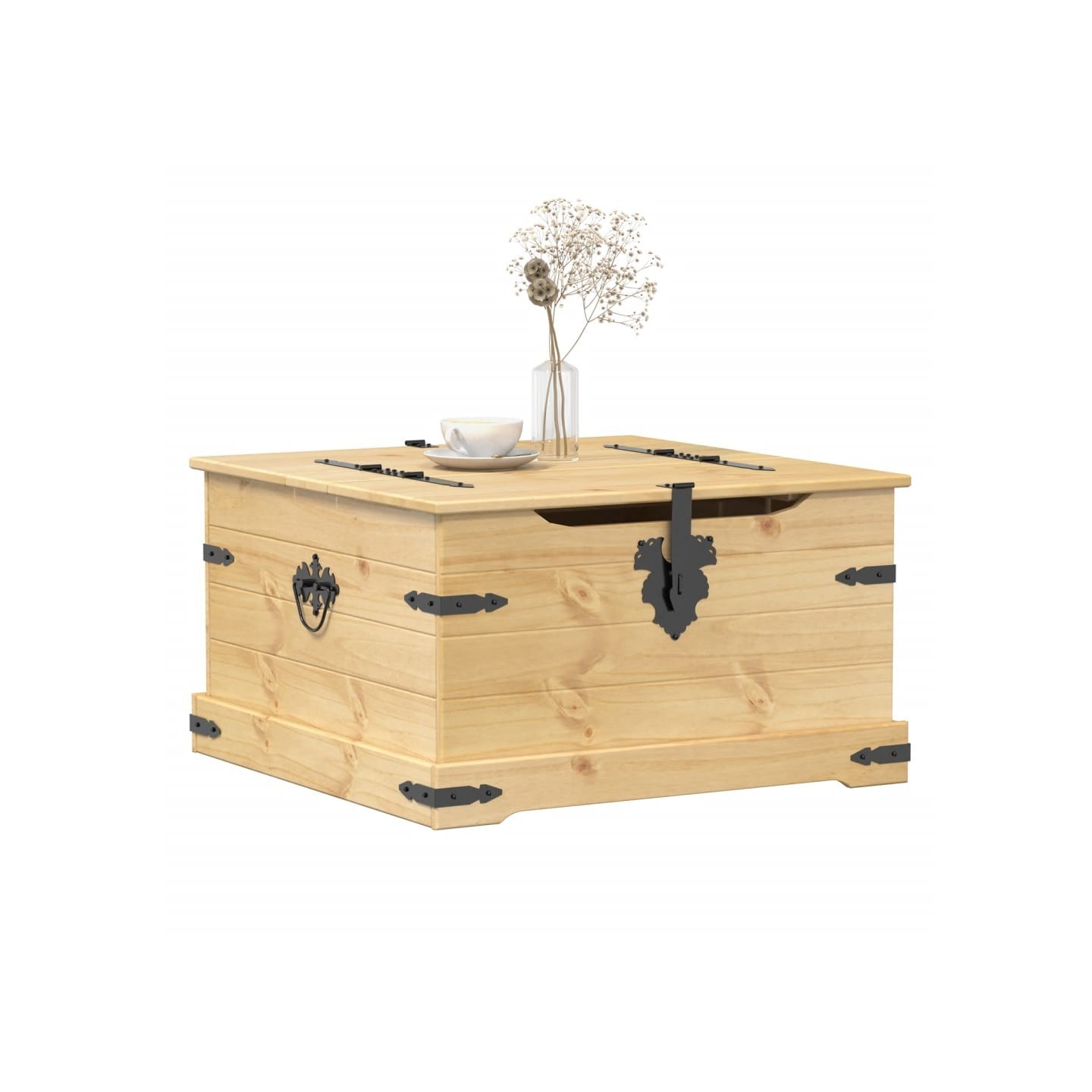 Boîte de rangement Corona 78x78x45 cm bois de pin massif