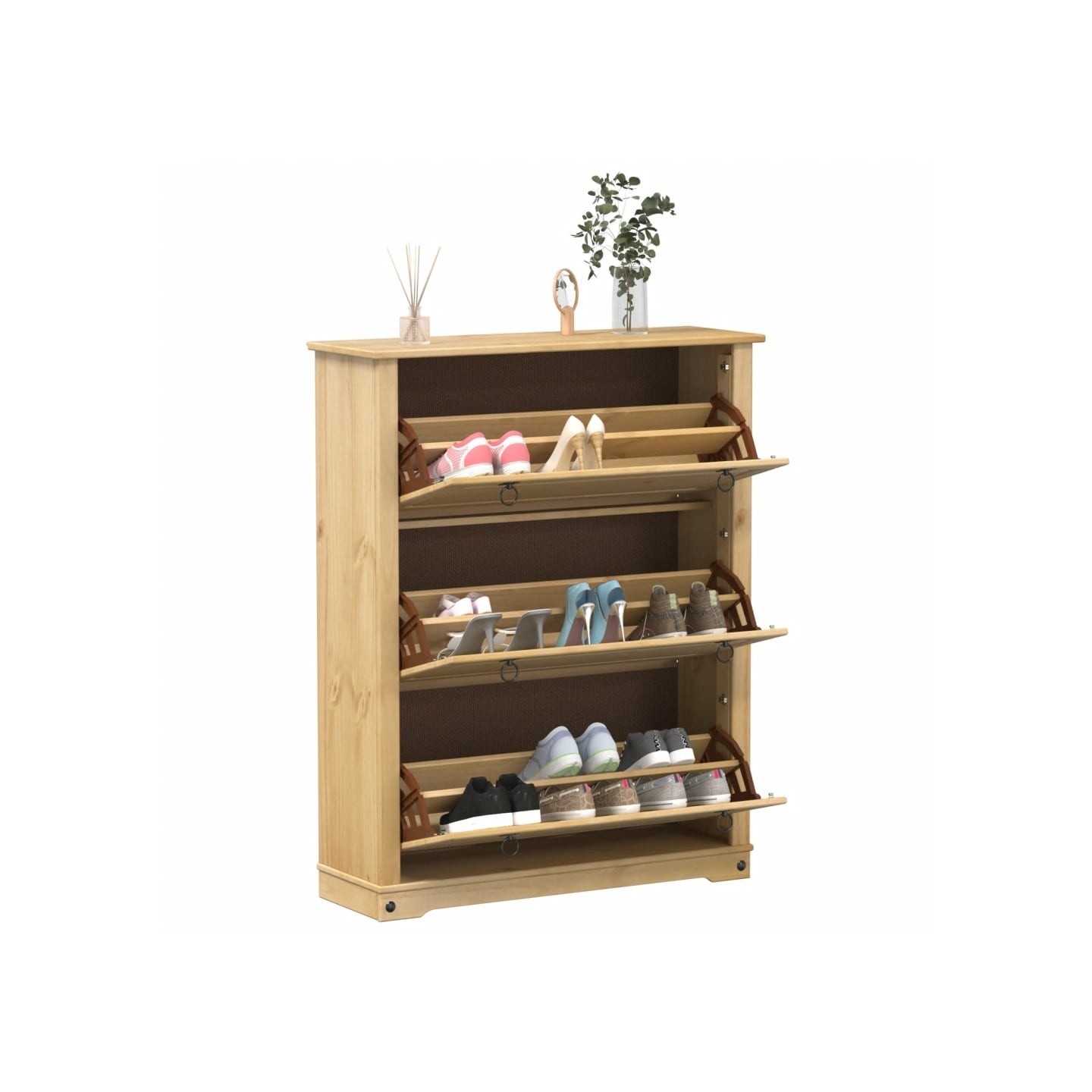Armoire à chaussures Corona 99x32x124,5 cm bois de pin massif