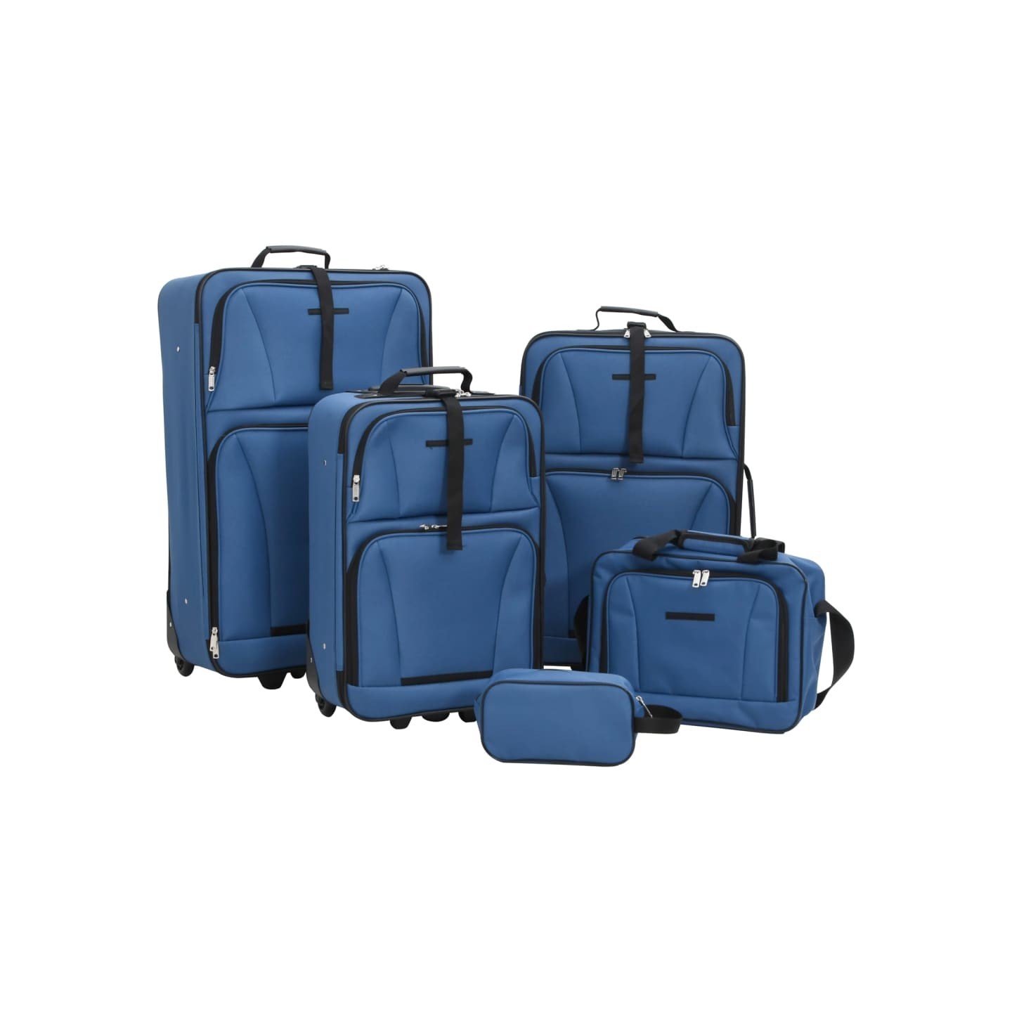 5 Piece Travel Luggage Set Blue Fabric 5 pièces Blue