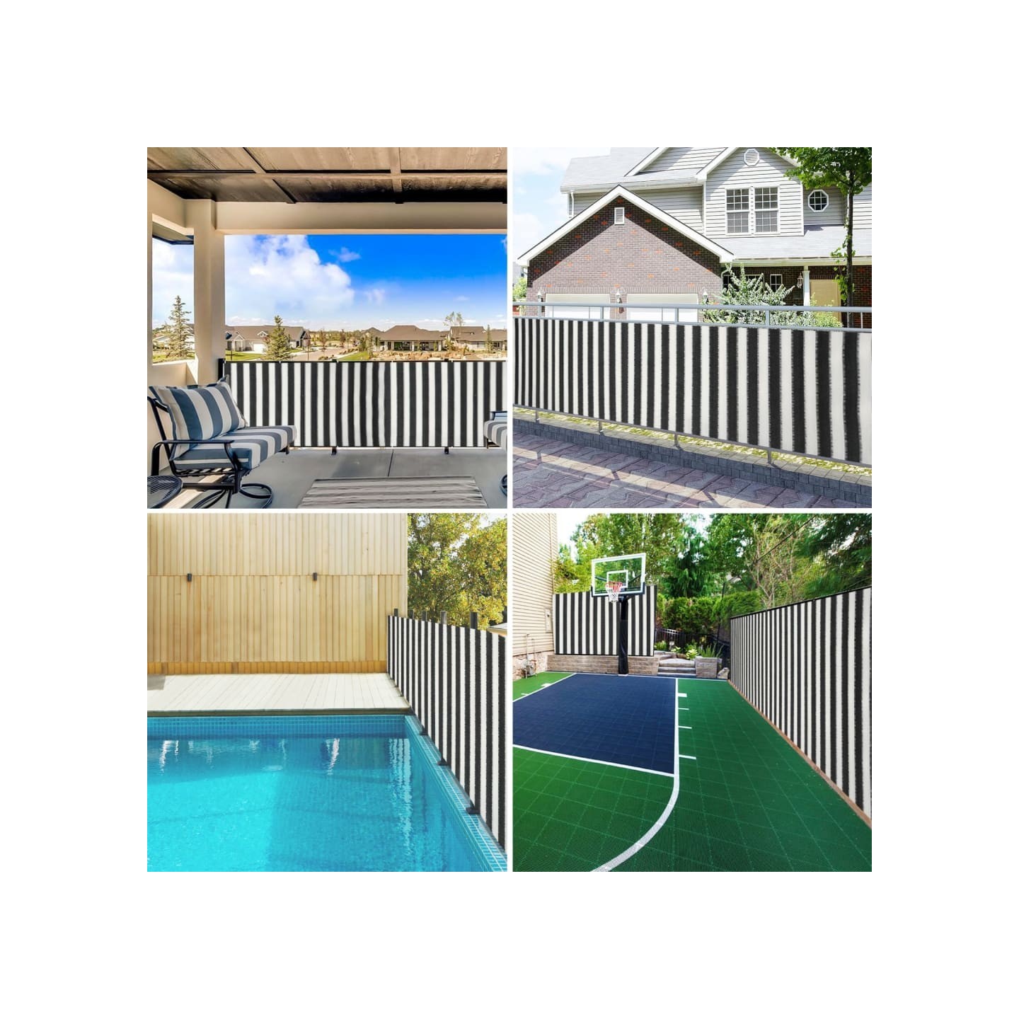Filet brise-vue anthracite et blanc 1,8x25 m PEHD 195 g/m²