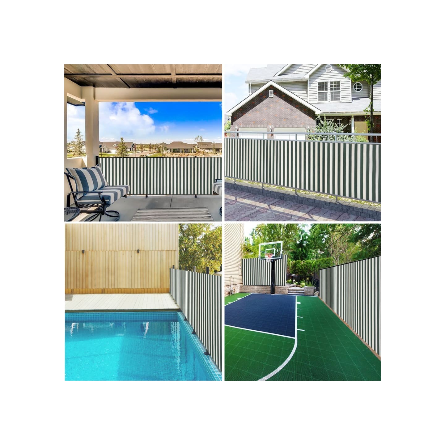 Filet brise-vue vert et blanc 1,5x10 m PEHD 195 g/m²