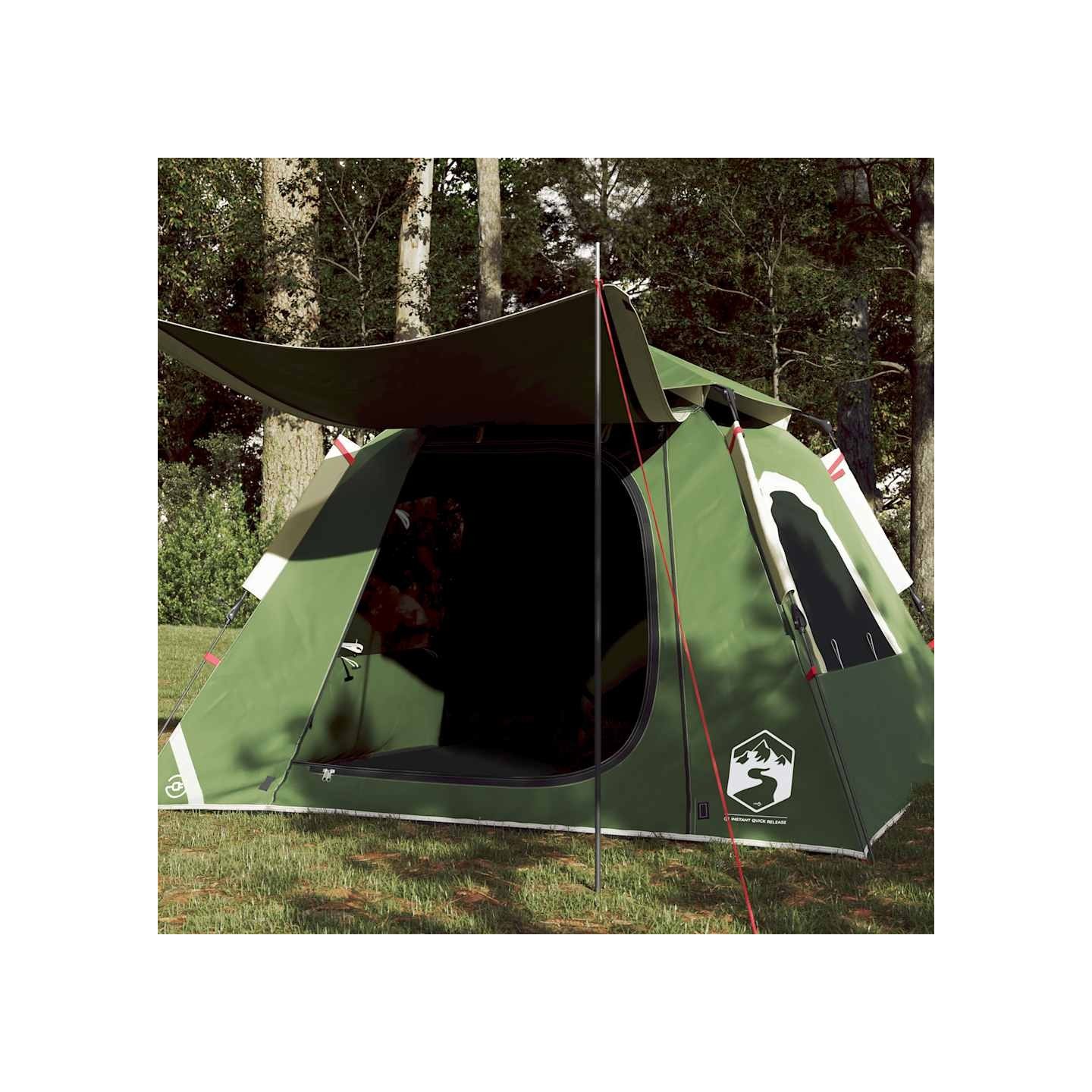 Tente de camping à dôme 4 personnes vert libération rapide