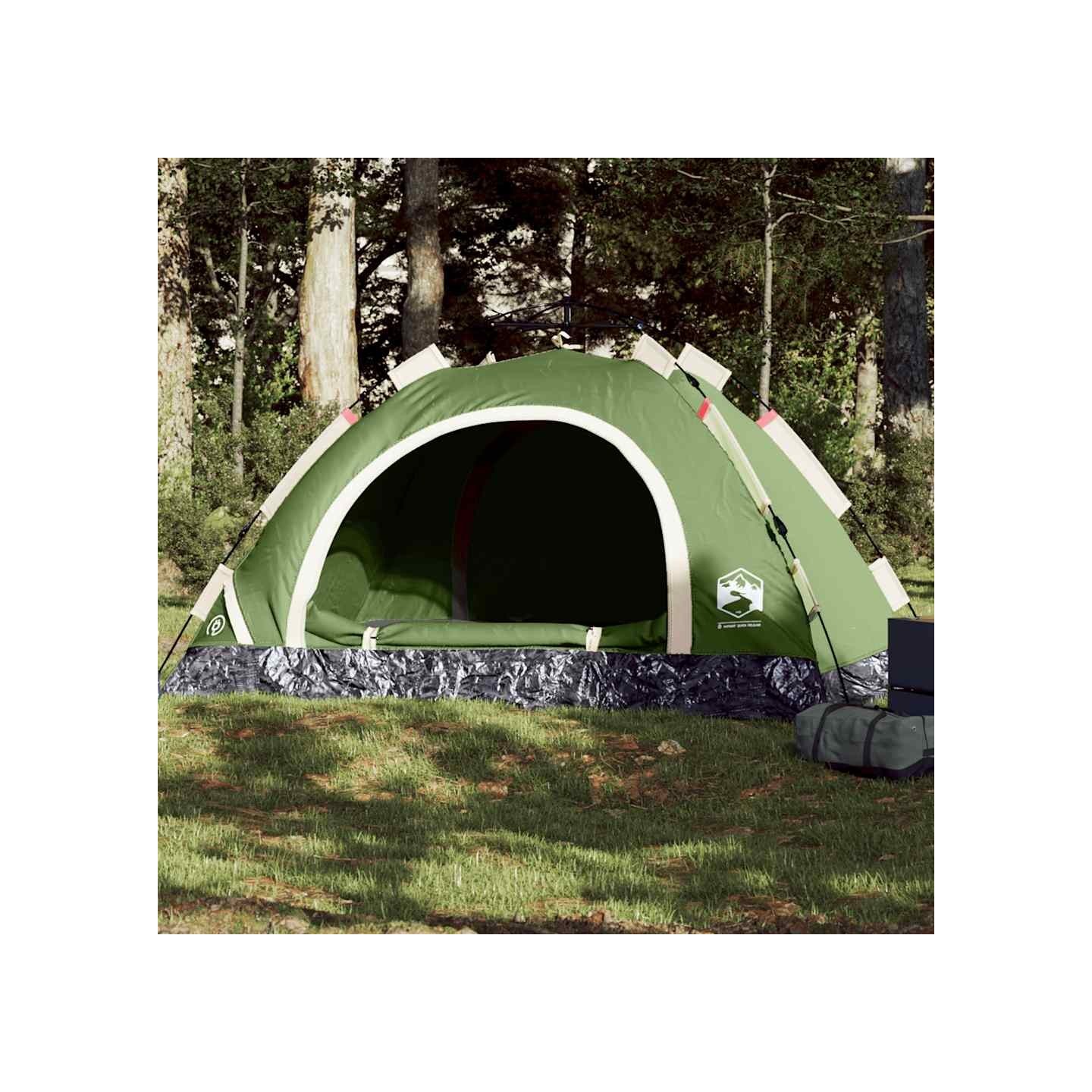 Tente de camping 3 personnes vert libération rapide