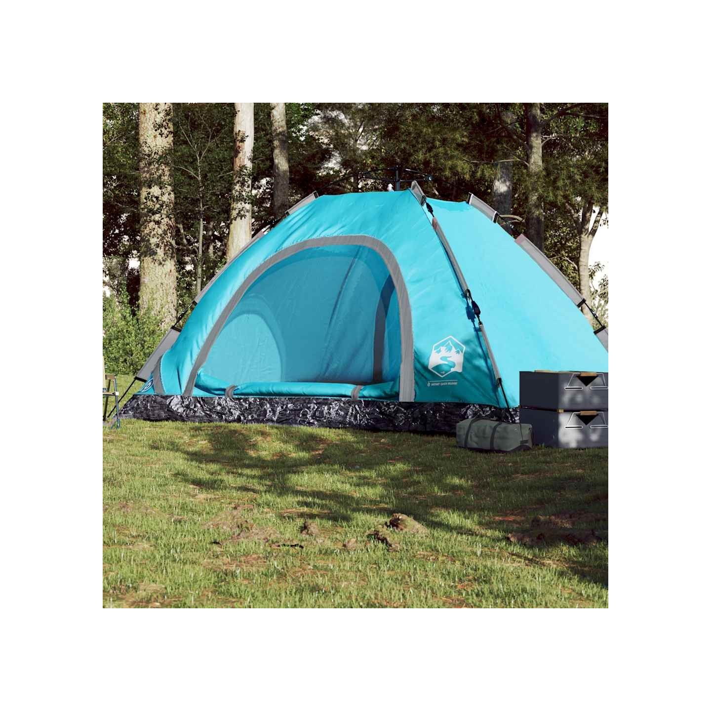 Tente de camping 5 personnes bleu libération rapide
