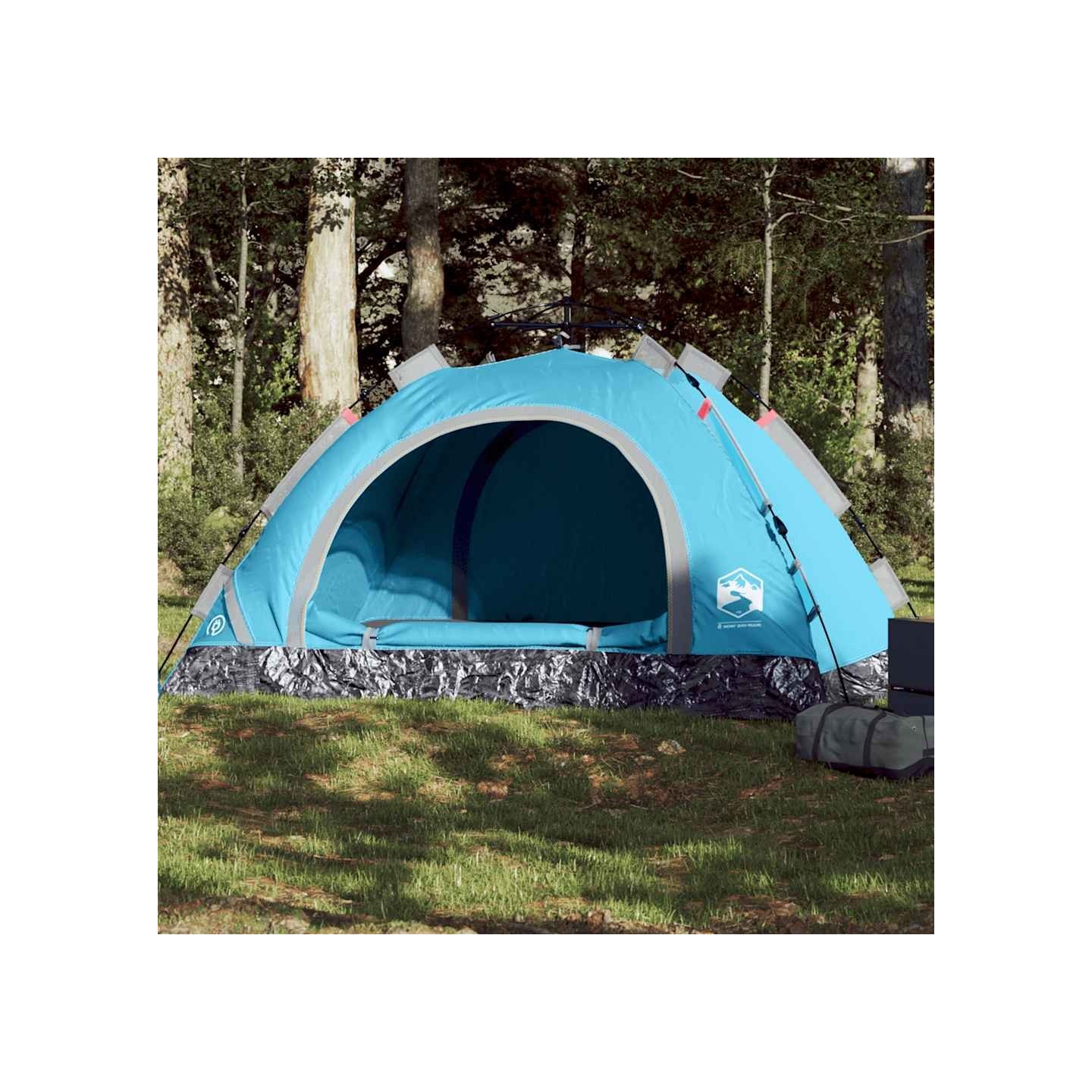 Tente de camping 3 personnes bleu libération rapide