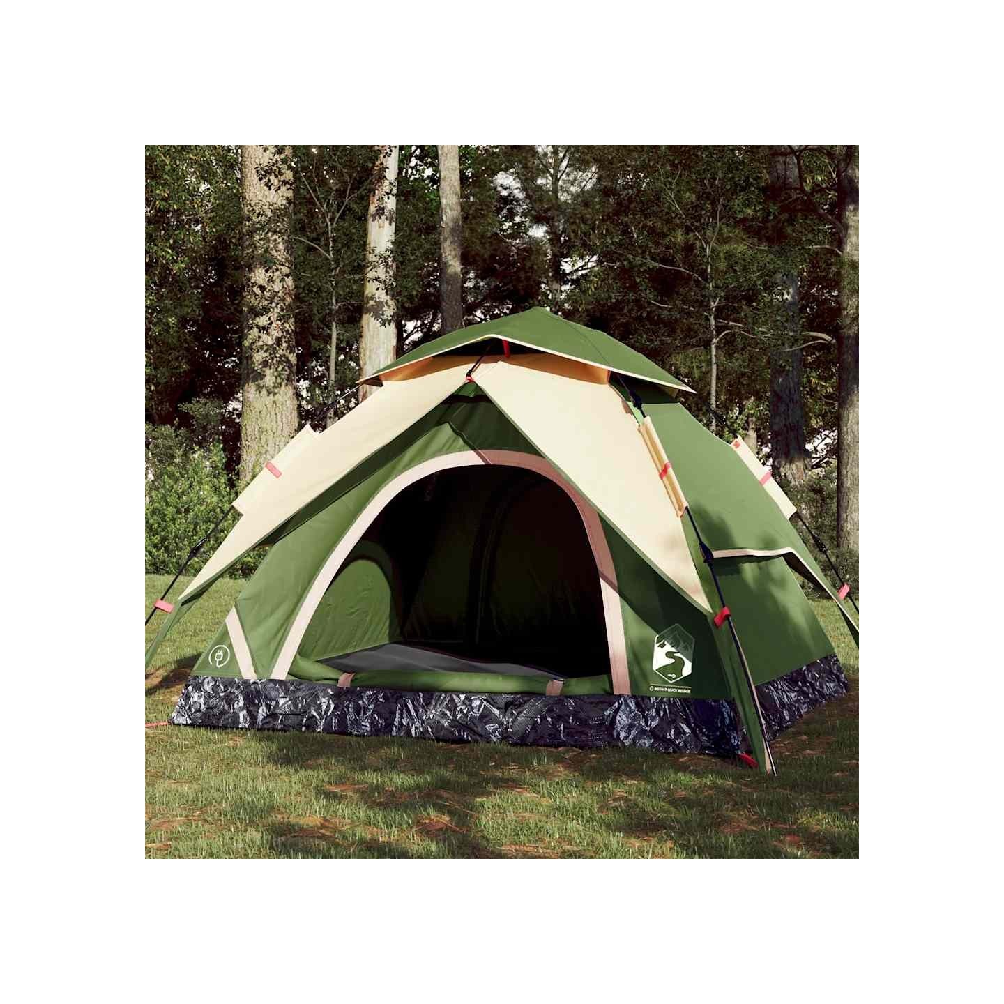 Tente de camping à dôme 4 personnes vert libération rapide