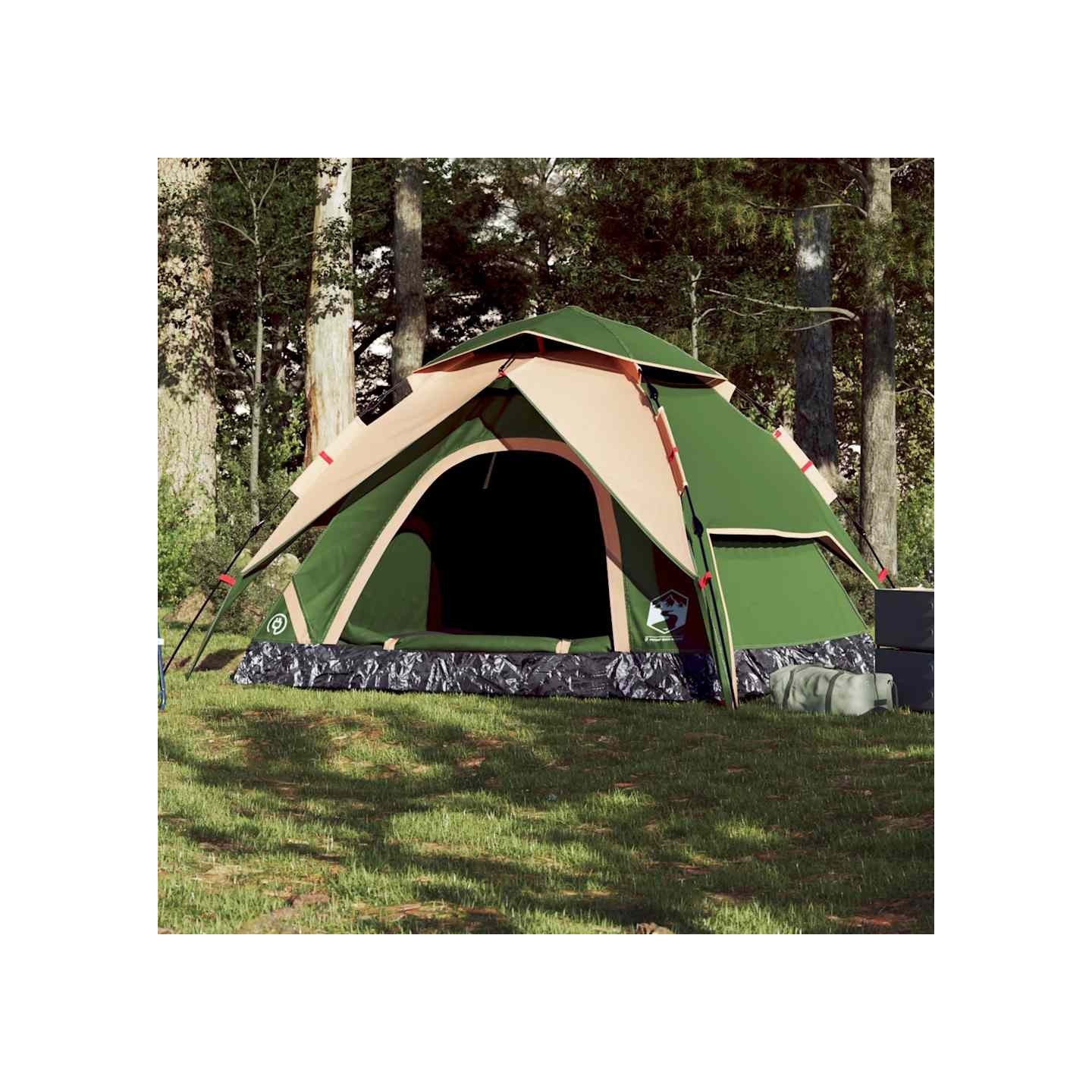 Tente de camping à dôme 5 personnes vert libération rapide