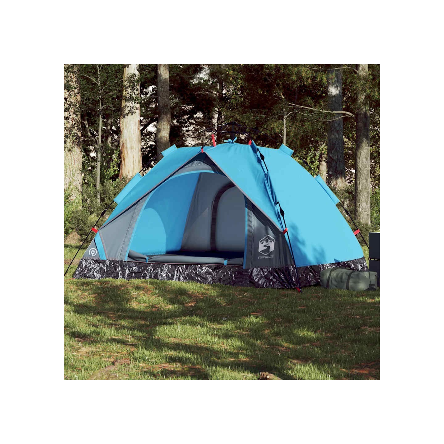 Tente de camping à dôme 3 personnes bleu libération rapide