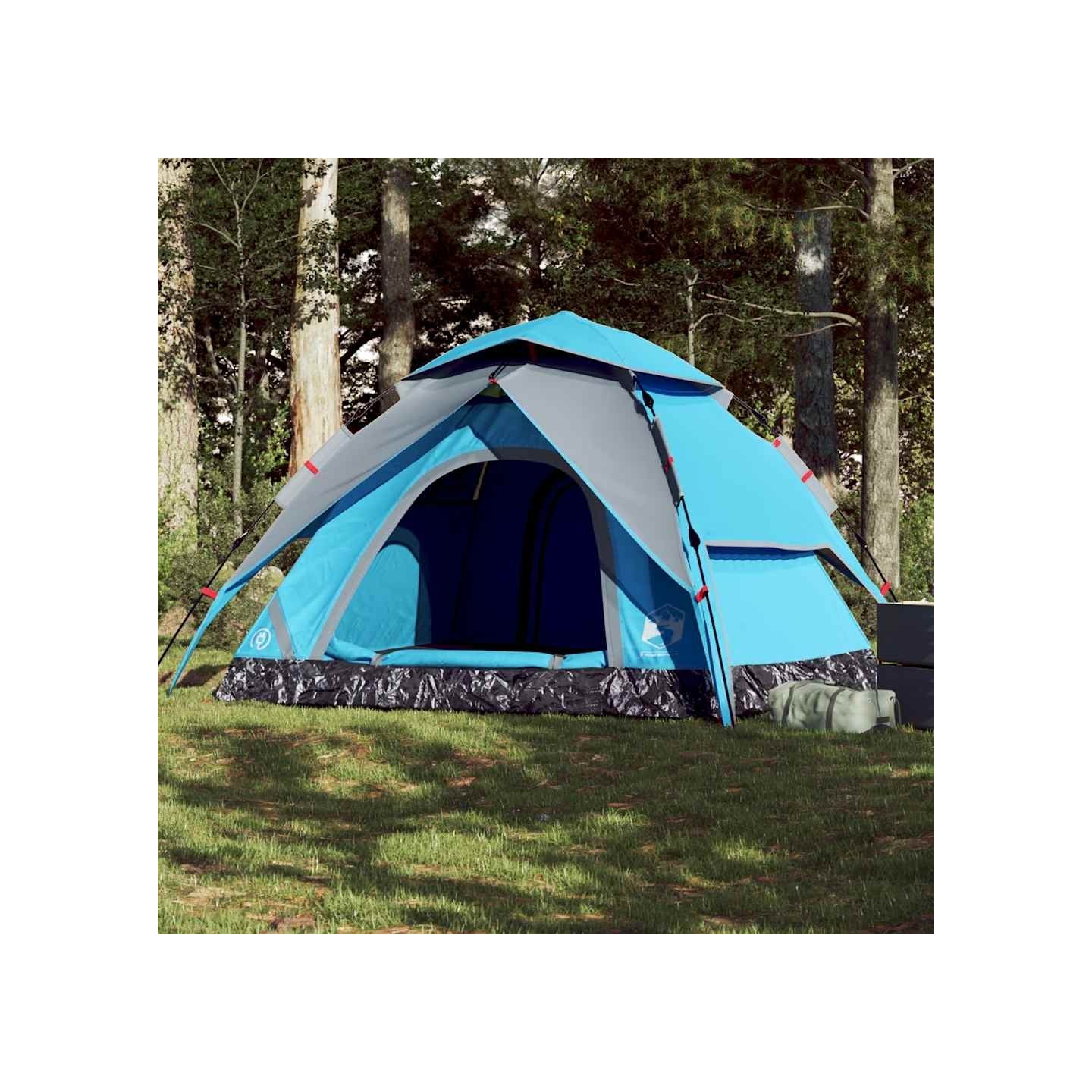 Tente de camping à dôme 5 personnes bleu libération rapide
