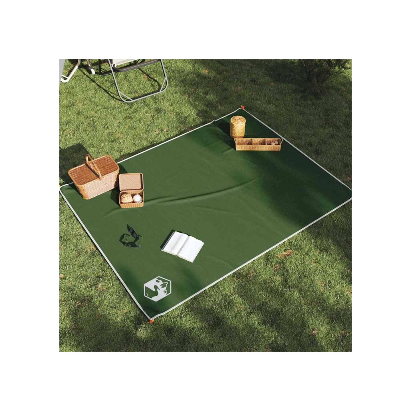 Couverture de pique-nique avec piquets vert 205x155 cm