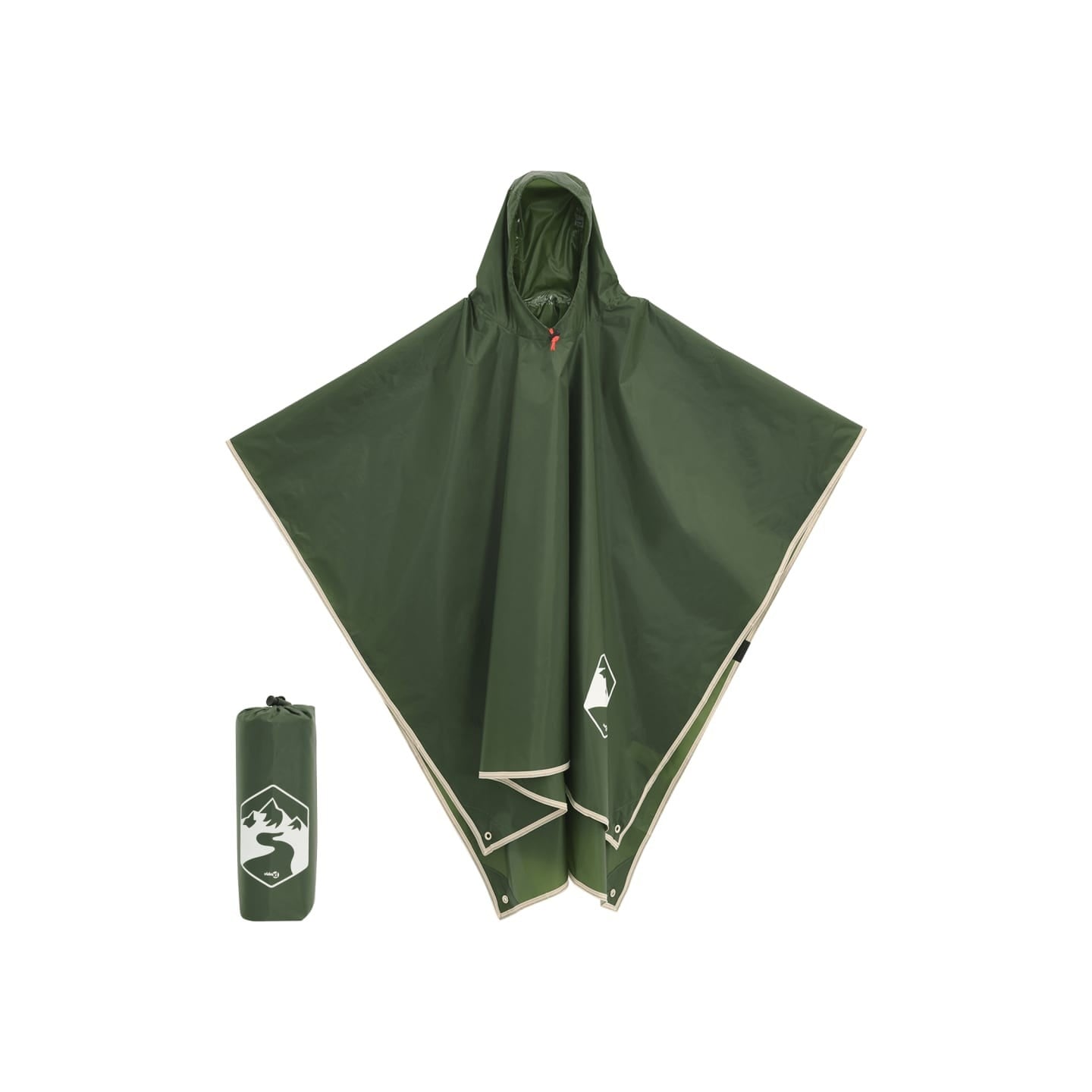 Poncho de pluie avec capuche design 2 en 1 vert 223x145 cm