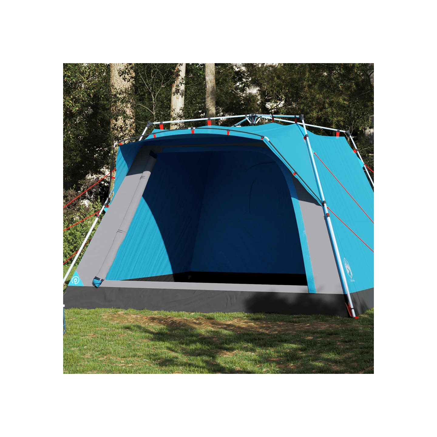 Tente de camping cabine 4 personnes bleu libération rapide