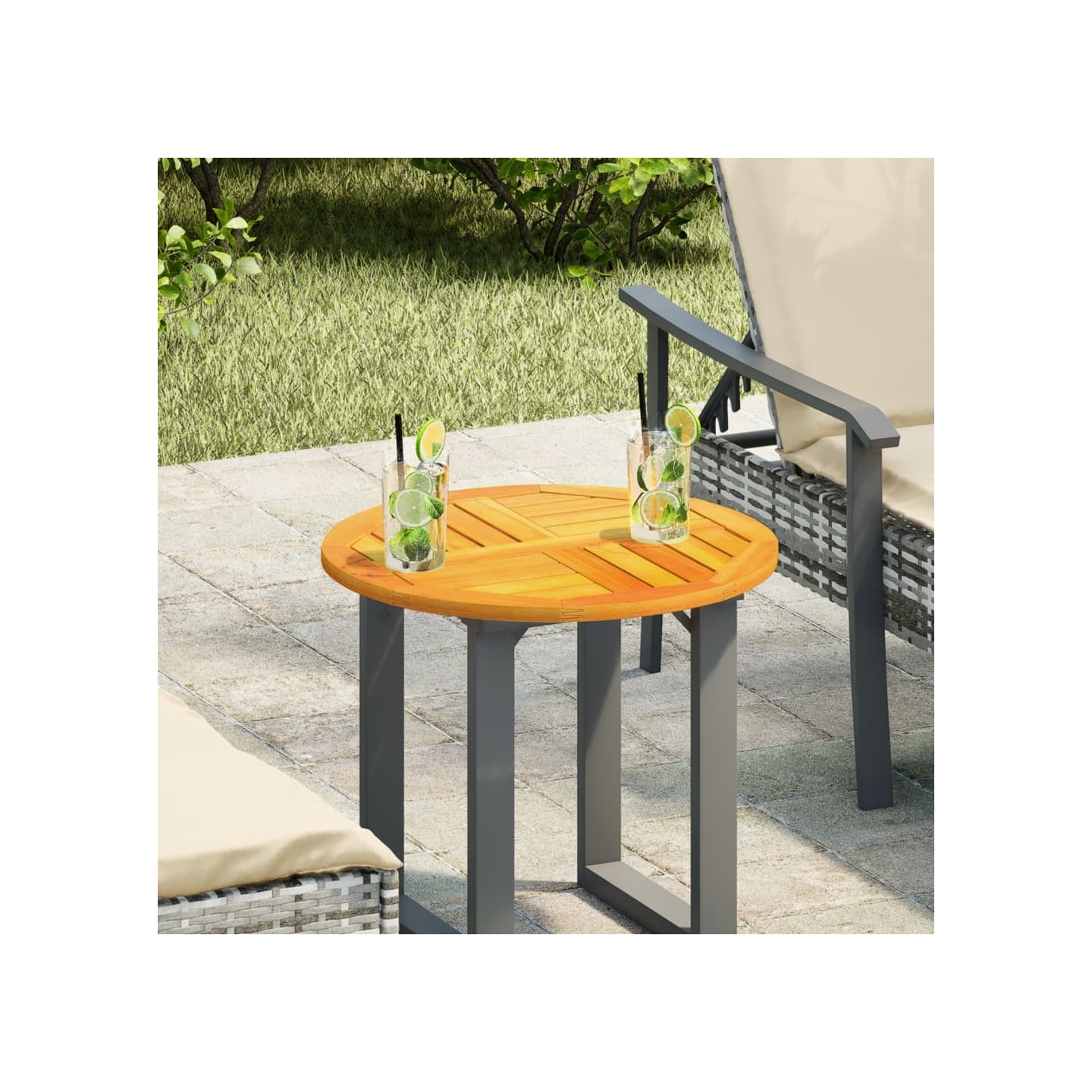 Dessus de table Ø50x2 cm rond bois massif d'acacia