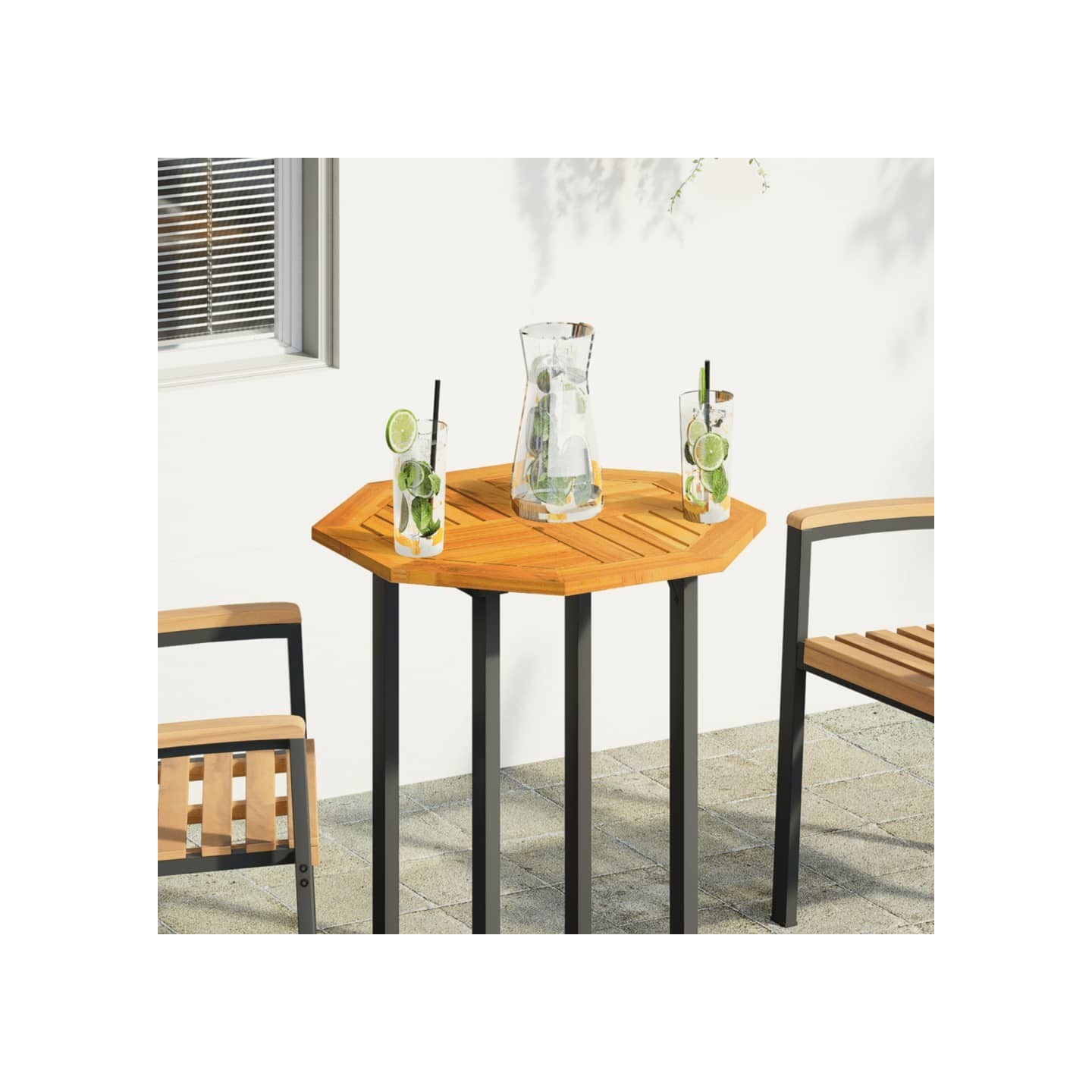 Dessus de table 60x60x2 cm octogonal bois massif d'acacia
